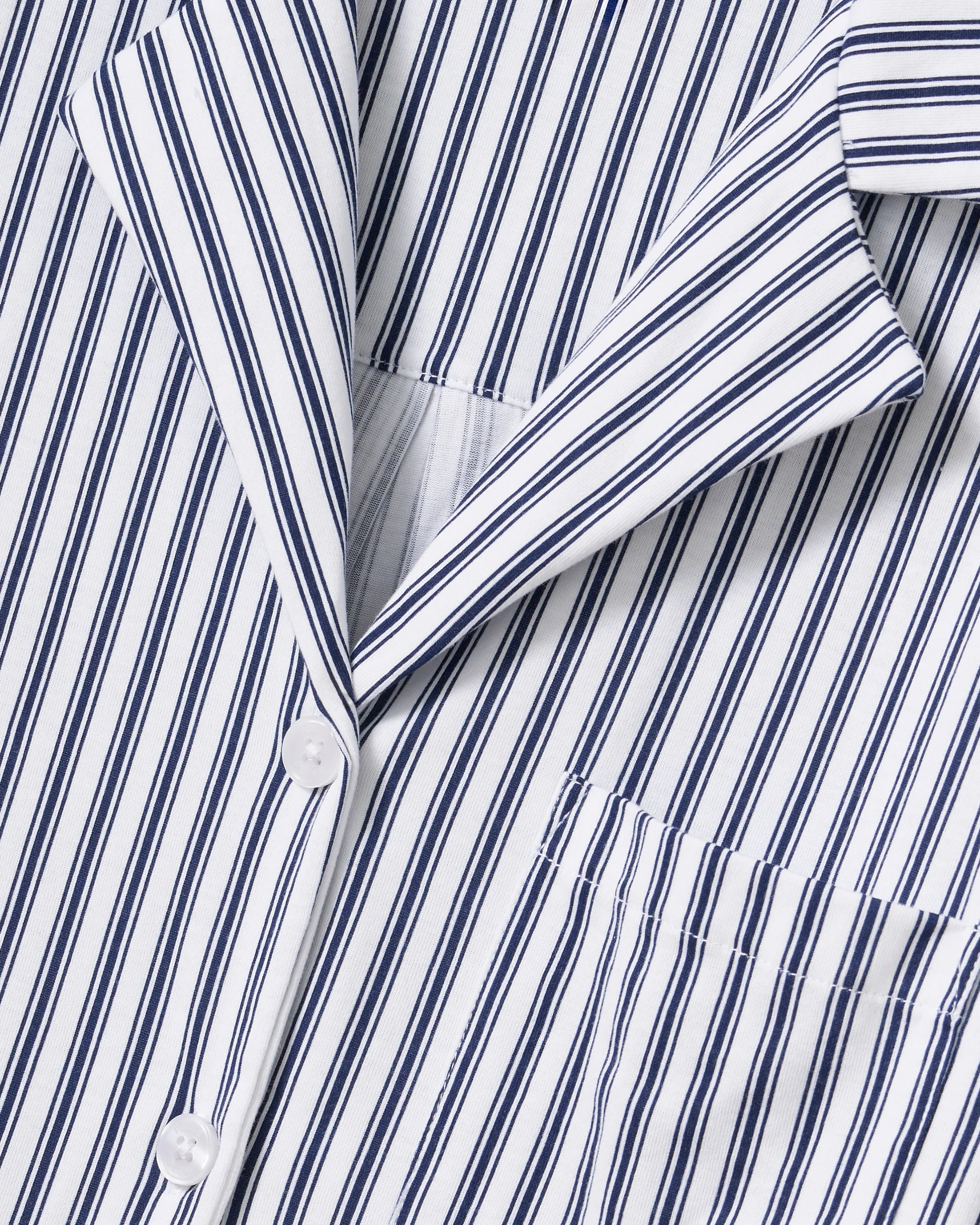 The Olivia Wide Leg Pima Pajama Set in Navy French Ticking - Image 5