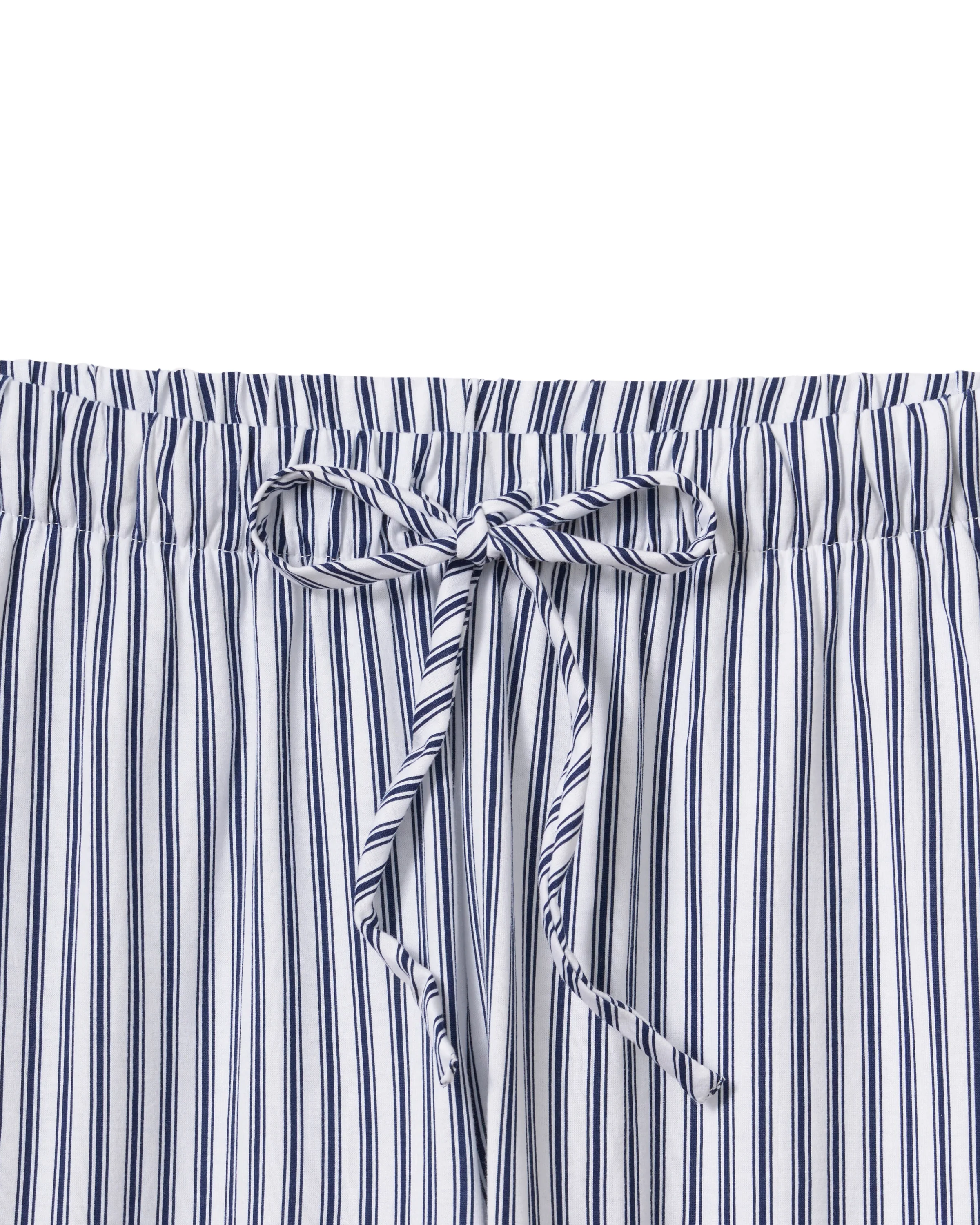 The Olivia Wide Leg Pima Pajama Set in Navy French Ticking - Image 6
