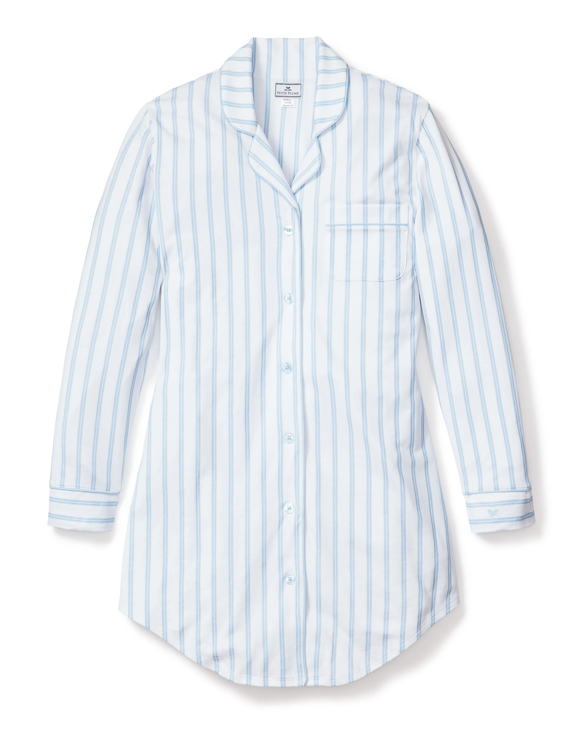 Women's Pima Nightshirt in Periwinkle Stripe - Image 4