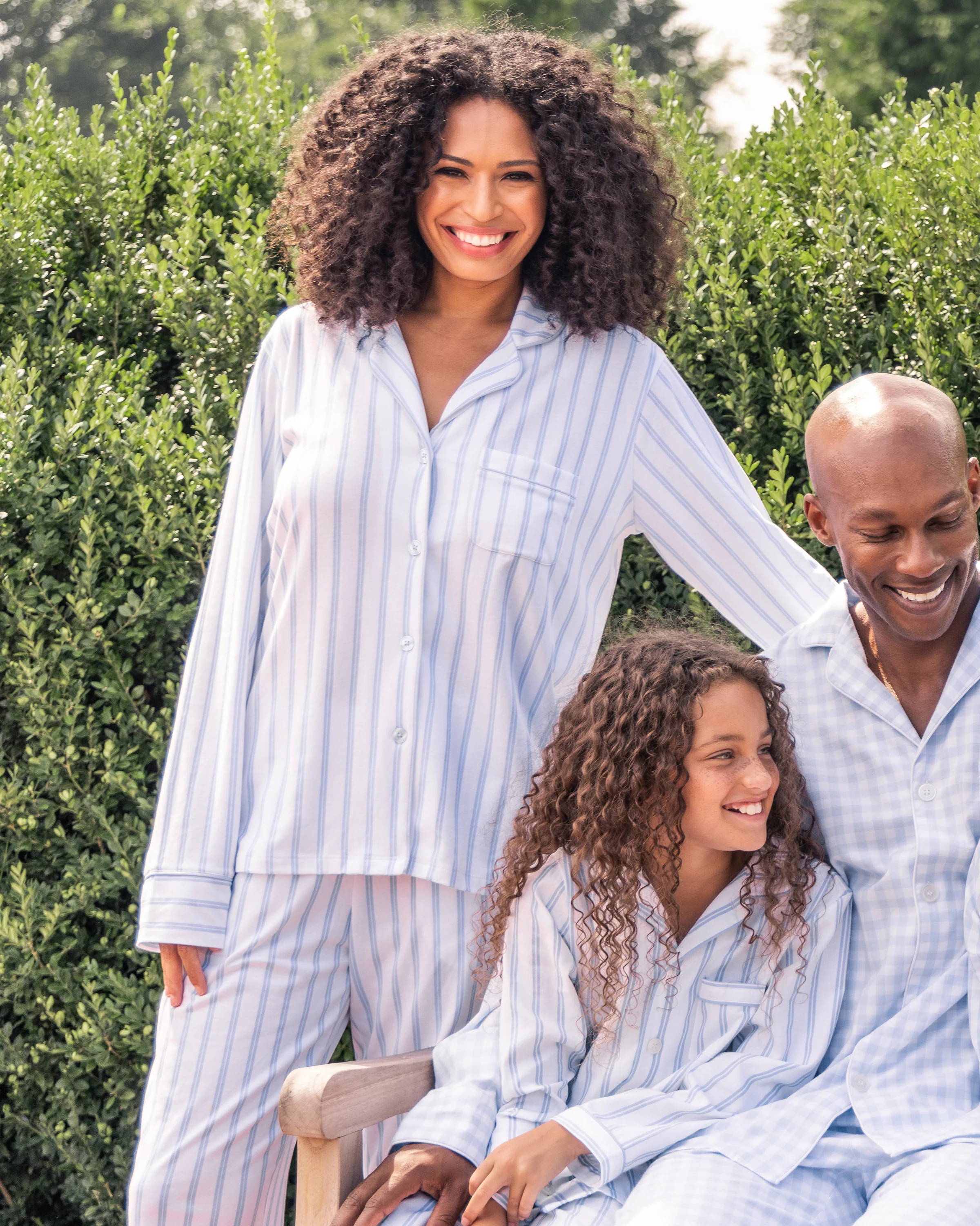 Women's Pima Pajama Set in Periwinkle Stripe - Image 4