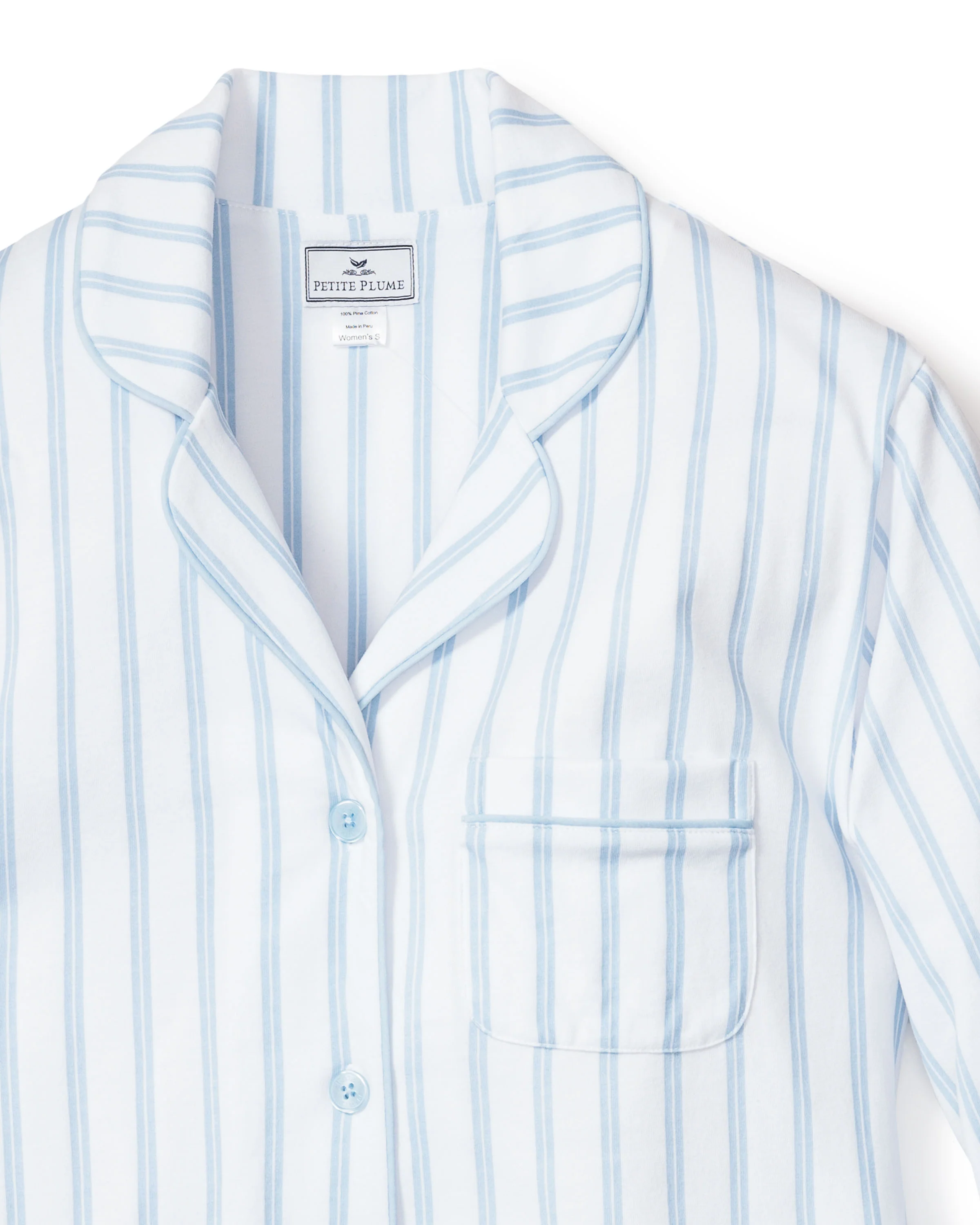 Women's Pima Pajama Set in Periwinkle Stripe - Image 5