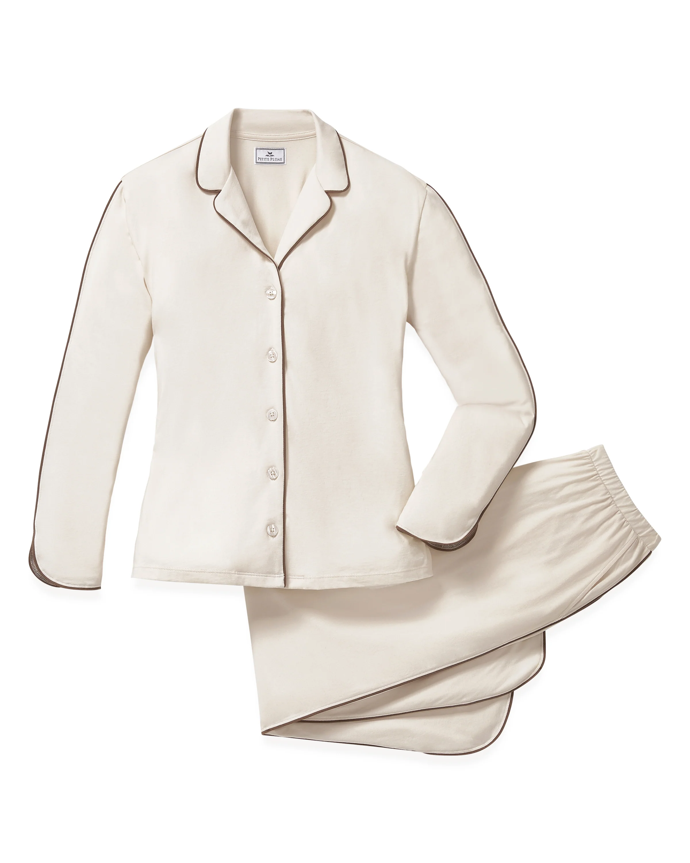 The Margaux Lightweight Pima Pajama Set in Ivory - Image 10