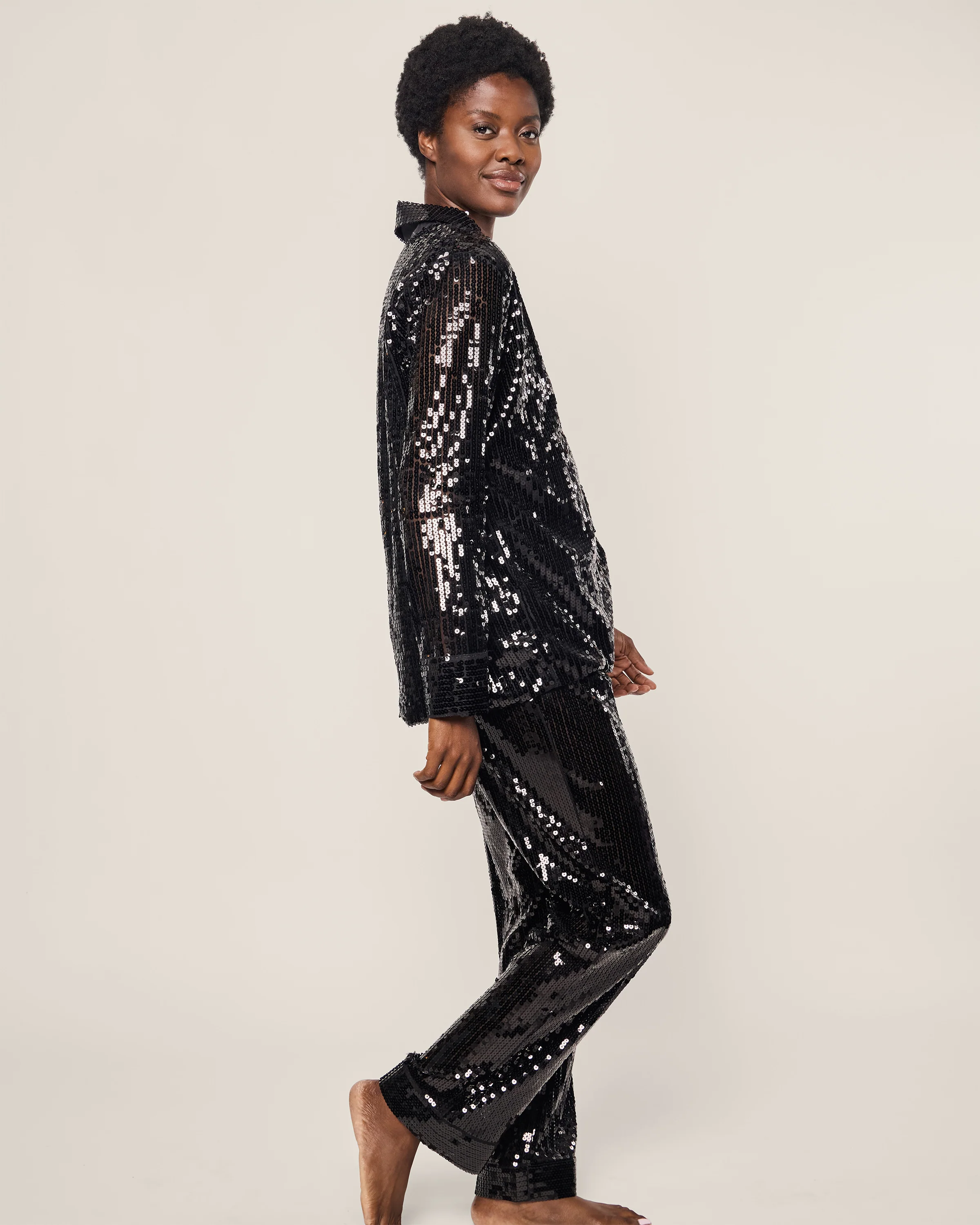 Women's Pajama Set in Black Sequins - Image 3