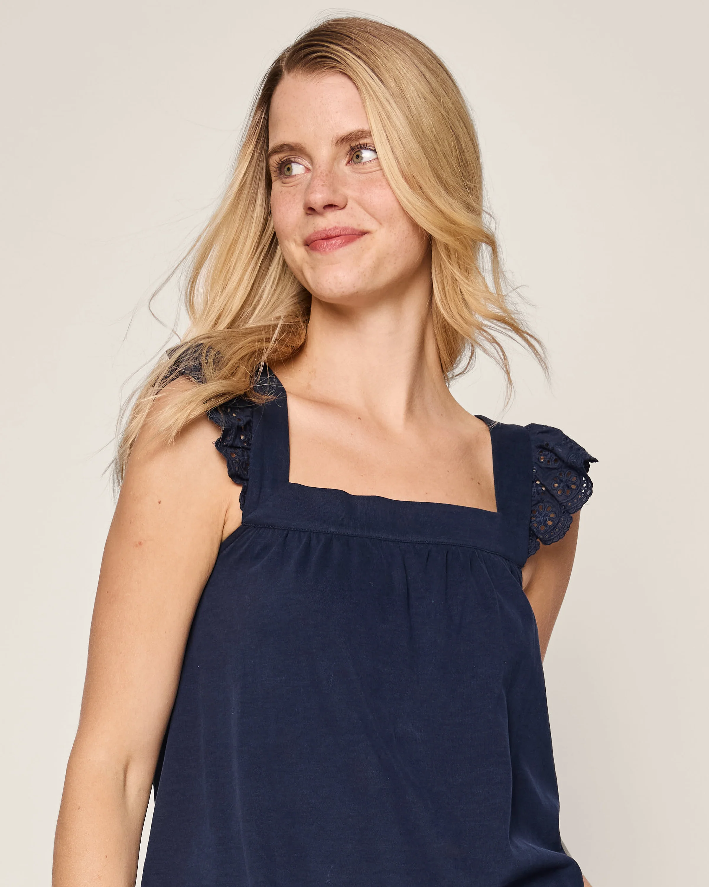 Women's Pima Clara Short Set in Navy - Image 4