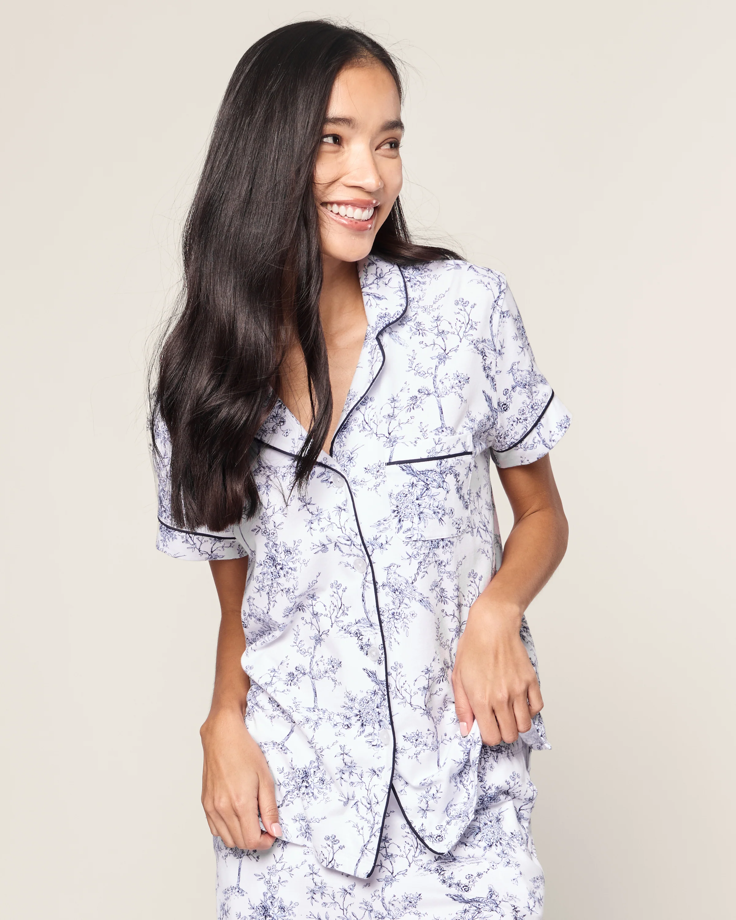 Women's Pima Cropped Pajama Set in Timeless Toile - Image 2