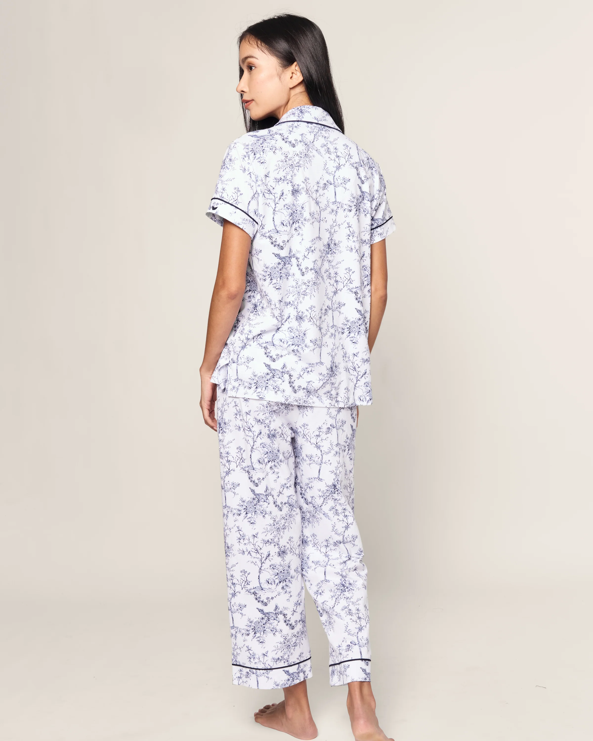 Women's Pima Cropped Pajama Set in Timeless Toile - Image 4