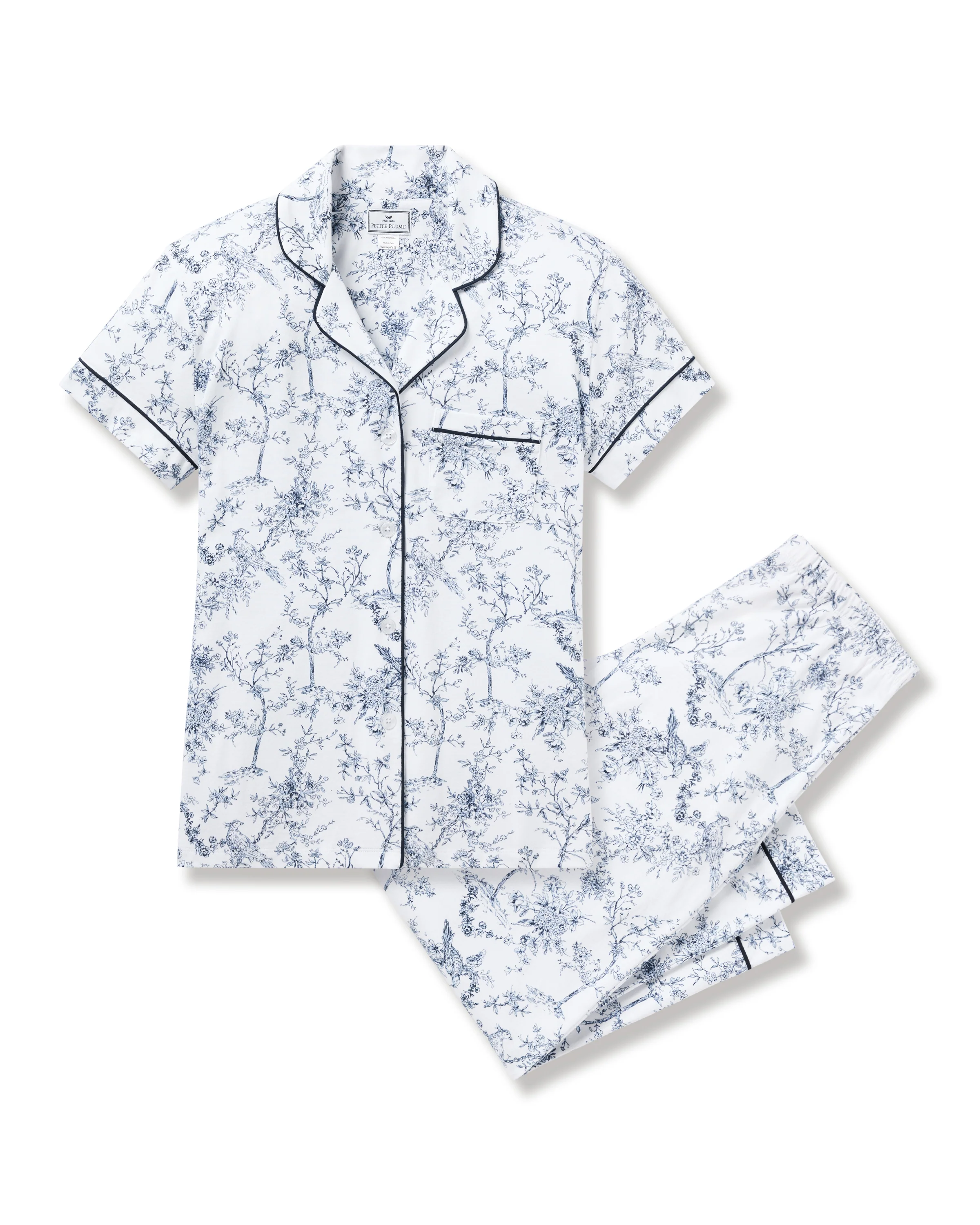 Women's Pima Cropped Pajama Set in Timeless Toile - Image 6
