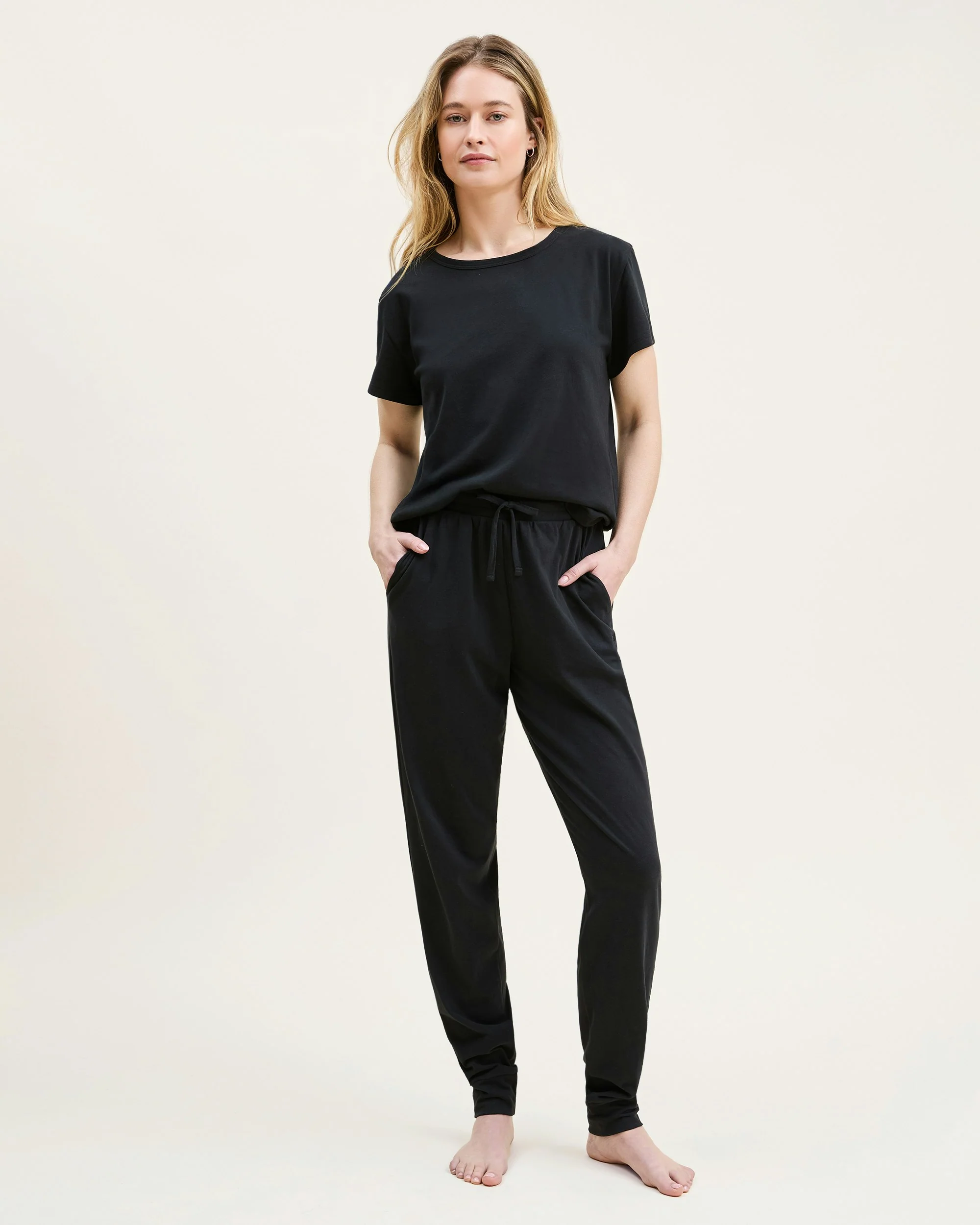 Women's Pima Essential Crew Neck Tee in Black - Image 3