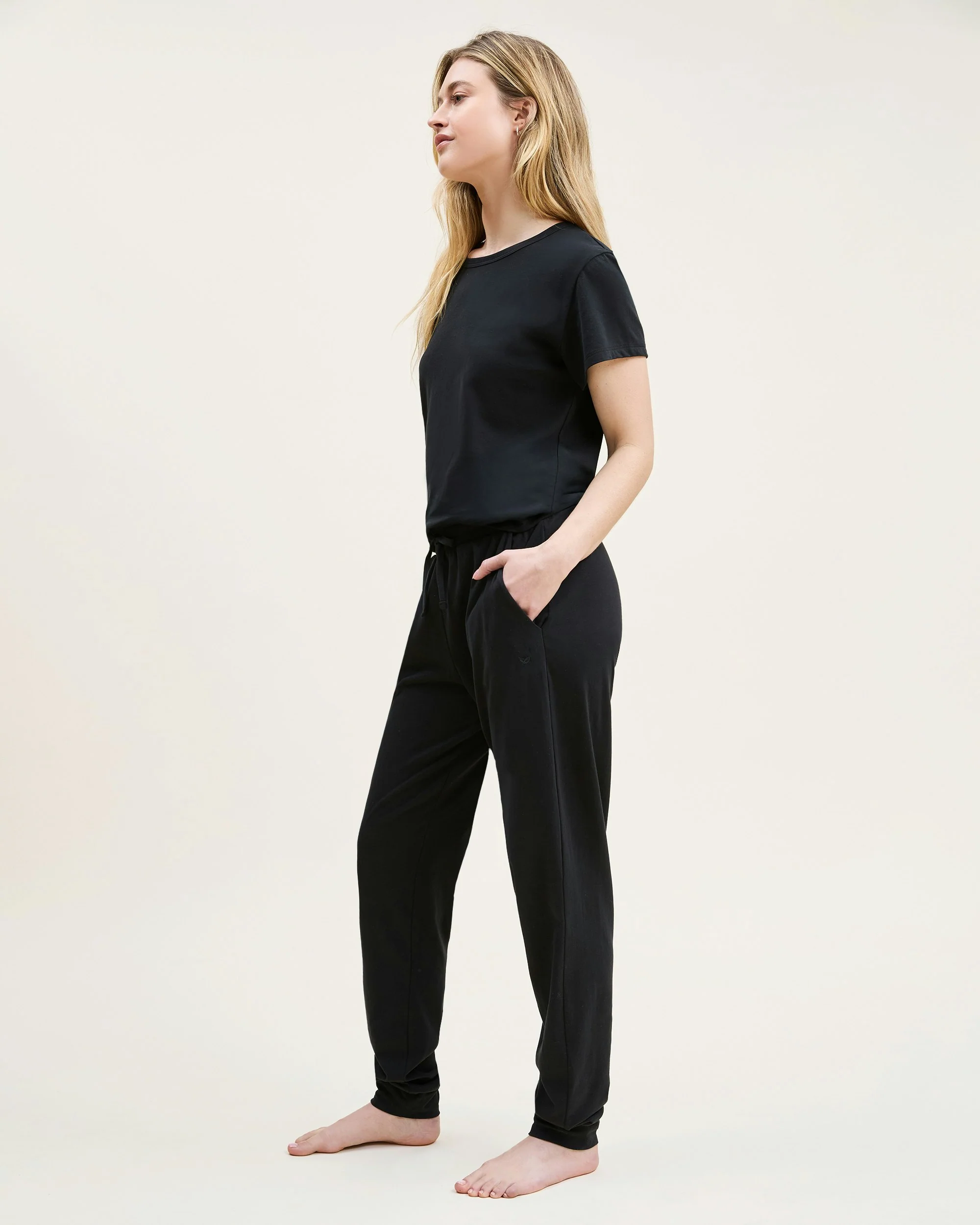 Women's Pima Essential Crew Neck Tee in Black - Image 4