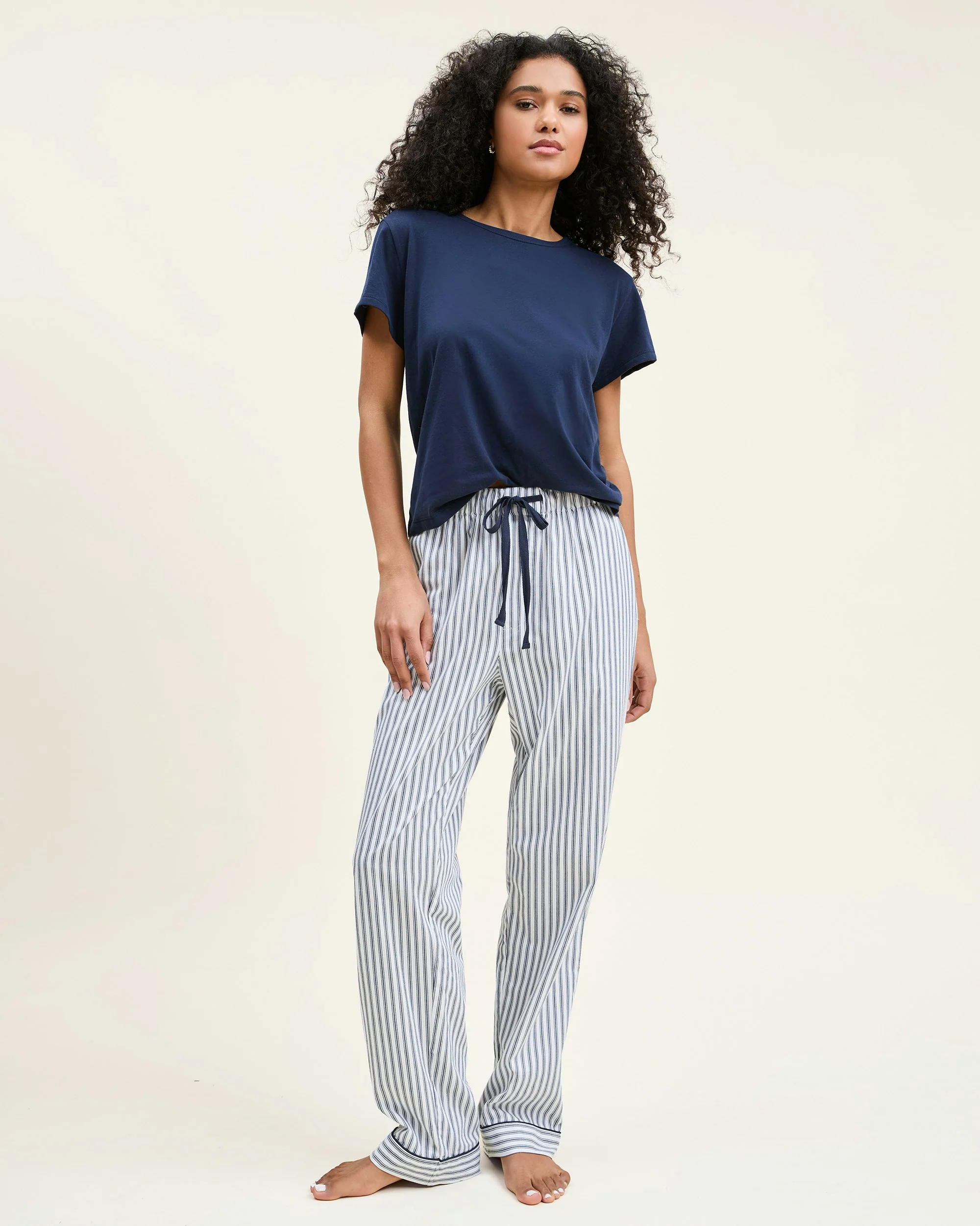 Women's Pima Essential Crew Neck Tee in Navy - Image 3