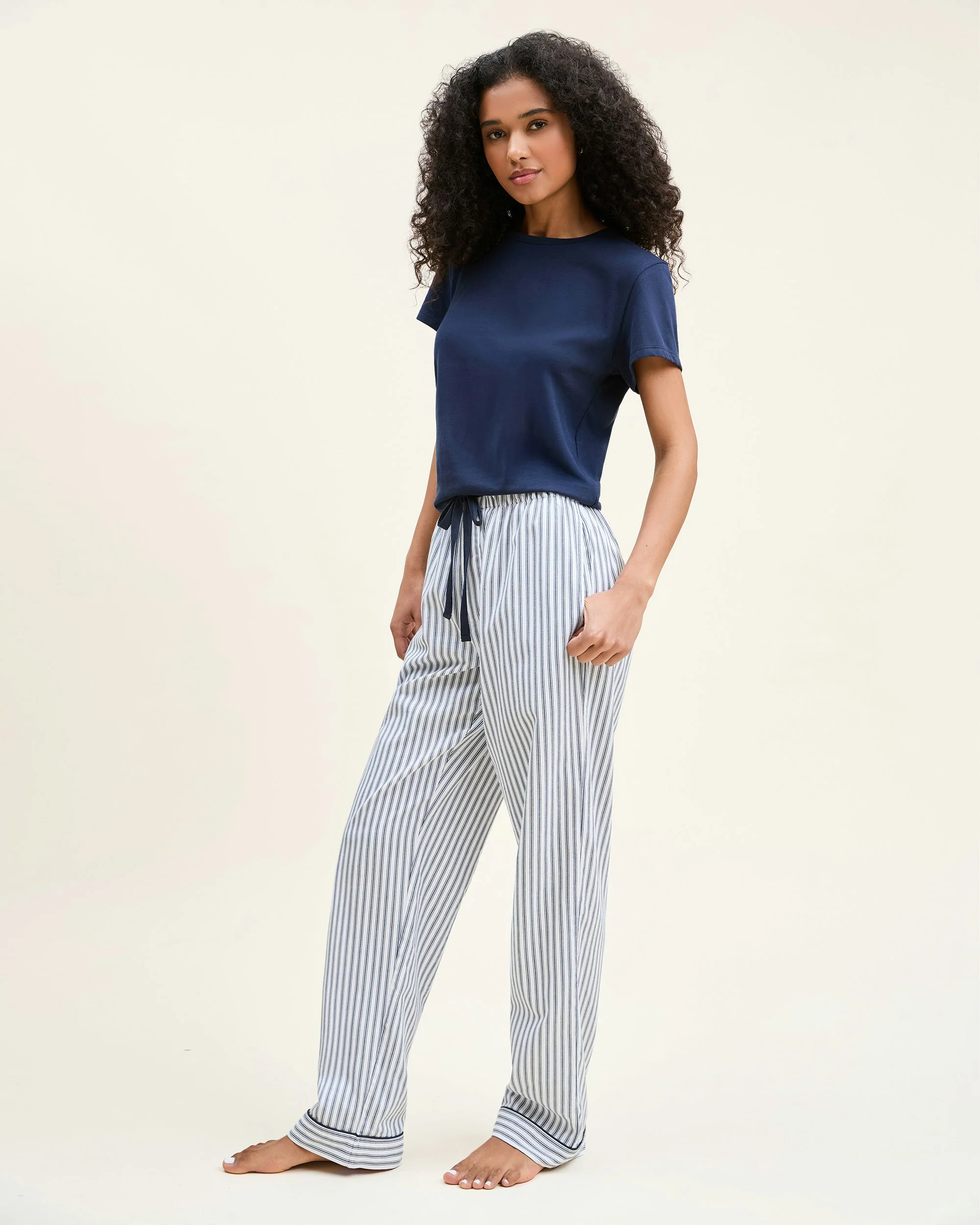 Women's Pima Essential Crew Neck Tee in Navy - Image 4