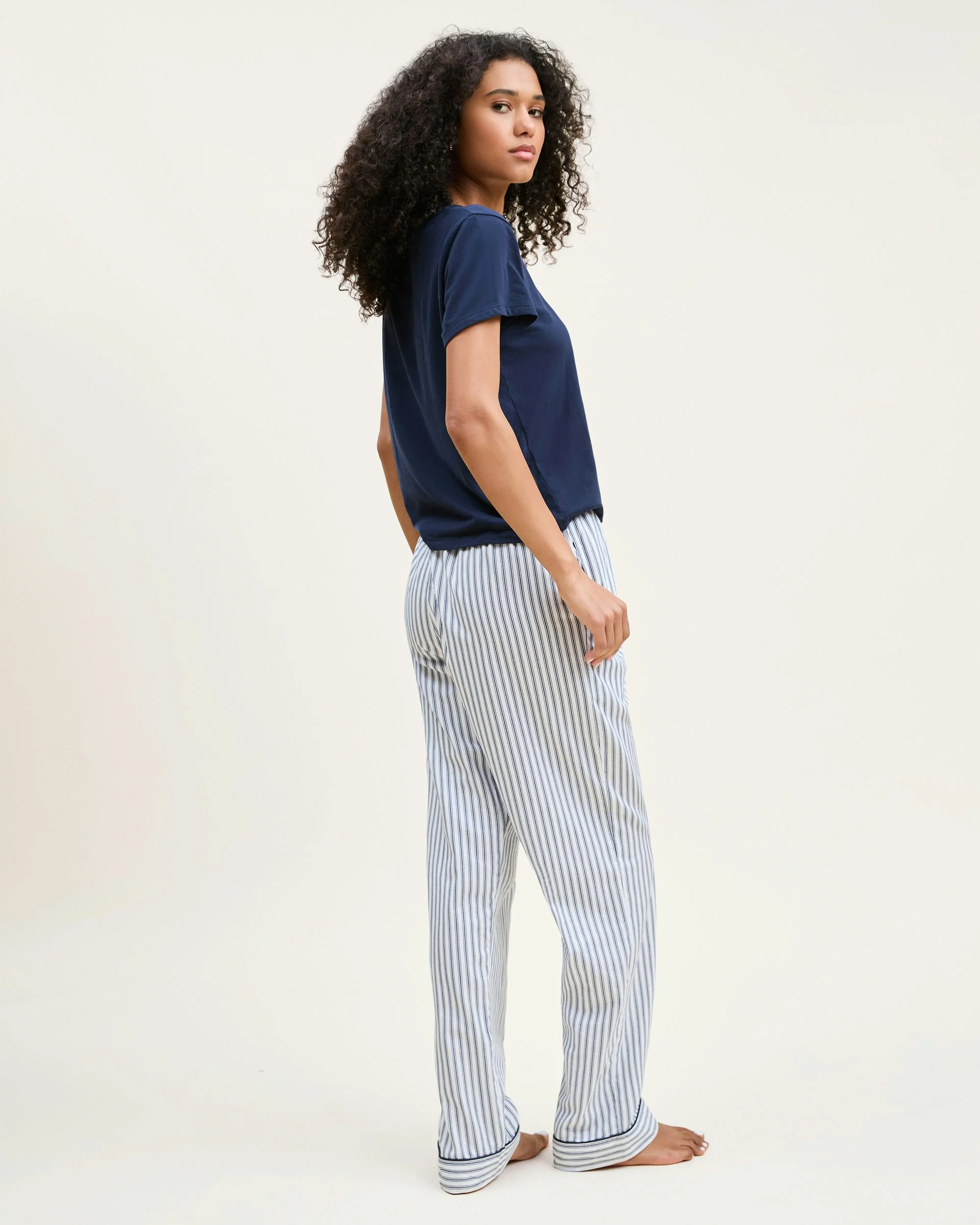 Women's Pima Essential Crew Neck Tee in Navy - Image 5