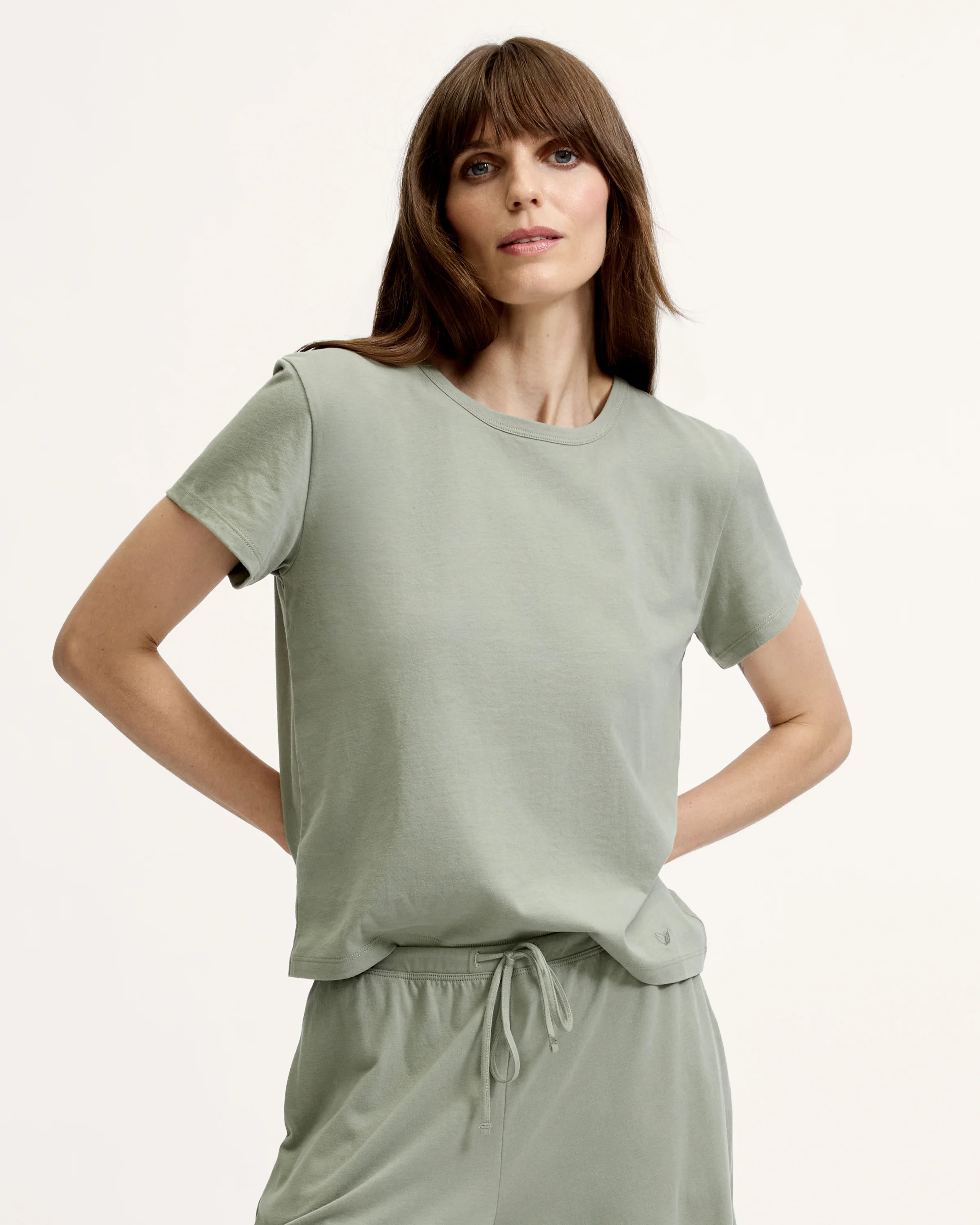 Women's Pima Essential Crew Neck Tee in Sage
