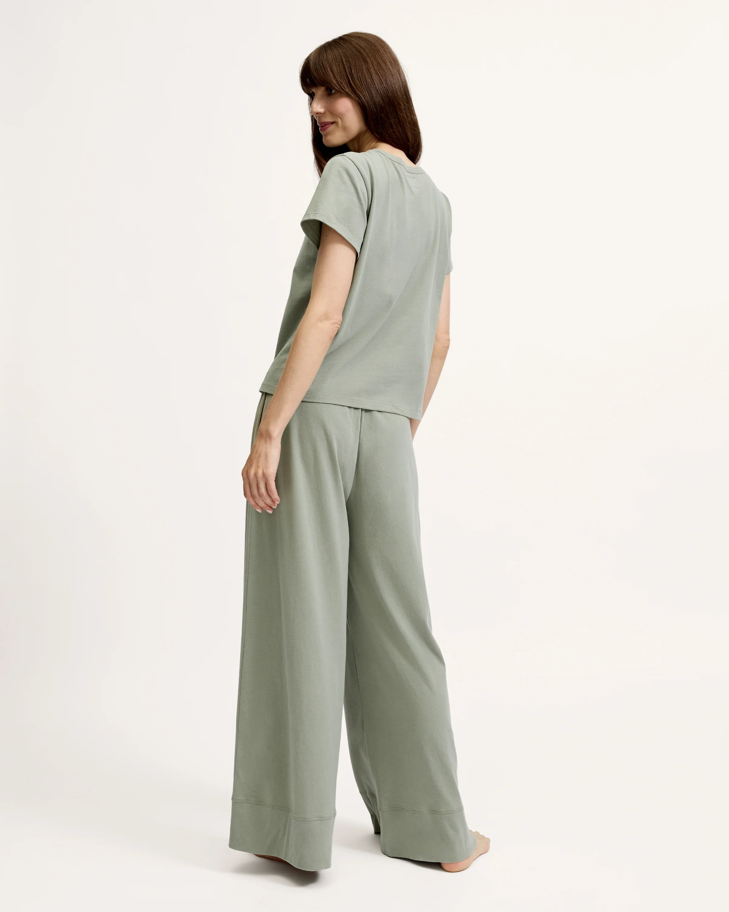 Women's Pima Essential Crew Neck Tee in Sage - Image 4