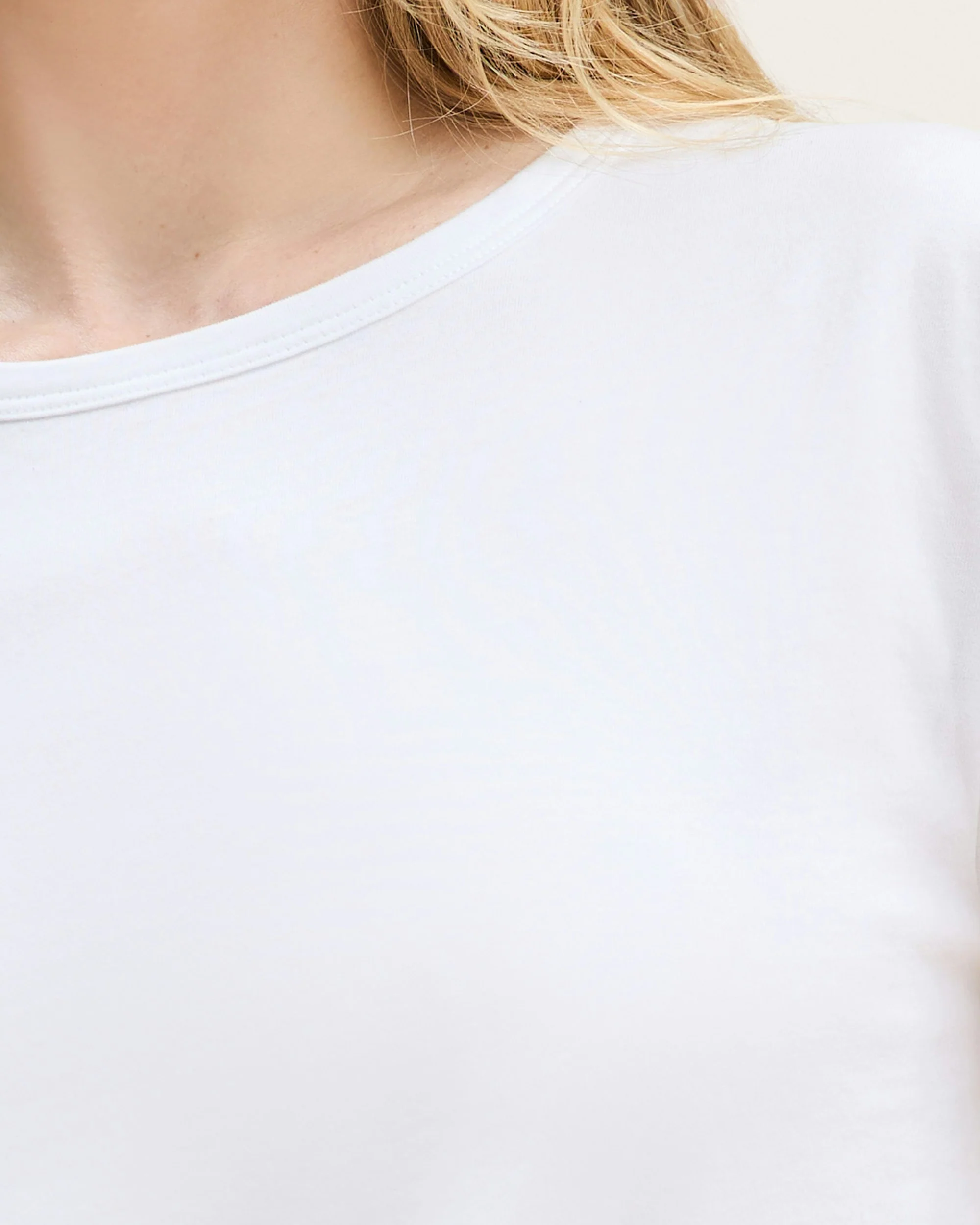 Women's Pima Essential Crew Neck Tee in White - Image 2