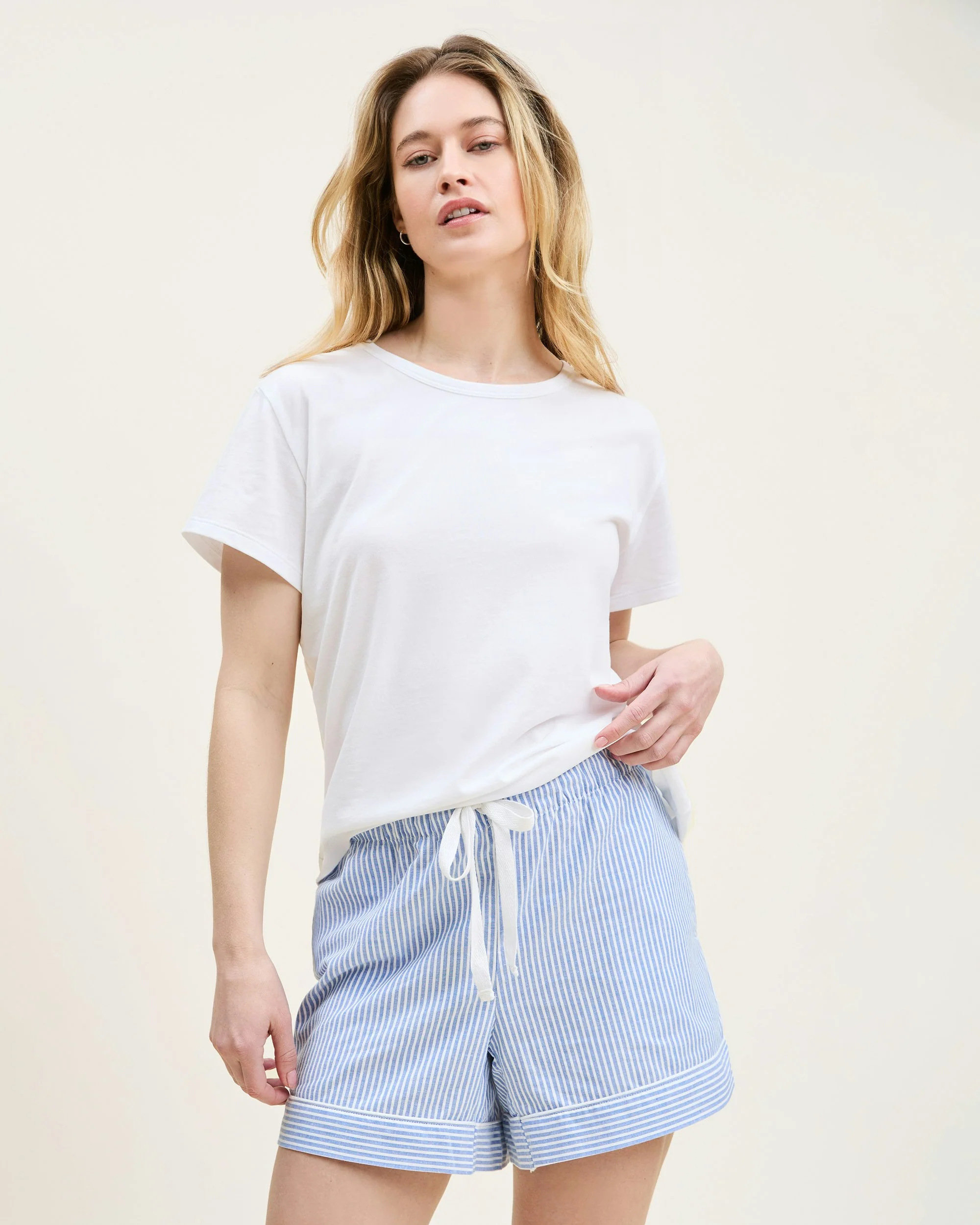 Women's Pima Essential Crew Neck Tee in White - Image 3