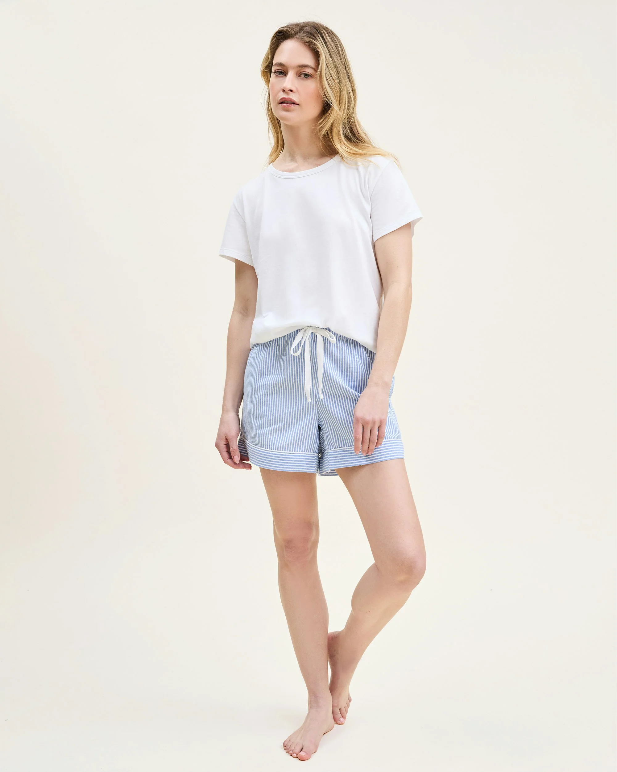 Women's Pima Essential Crew Neck Tee in White - Image 4