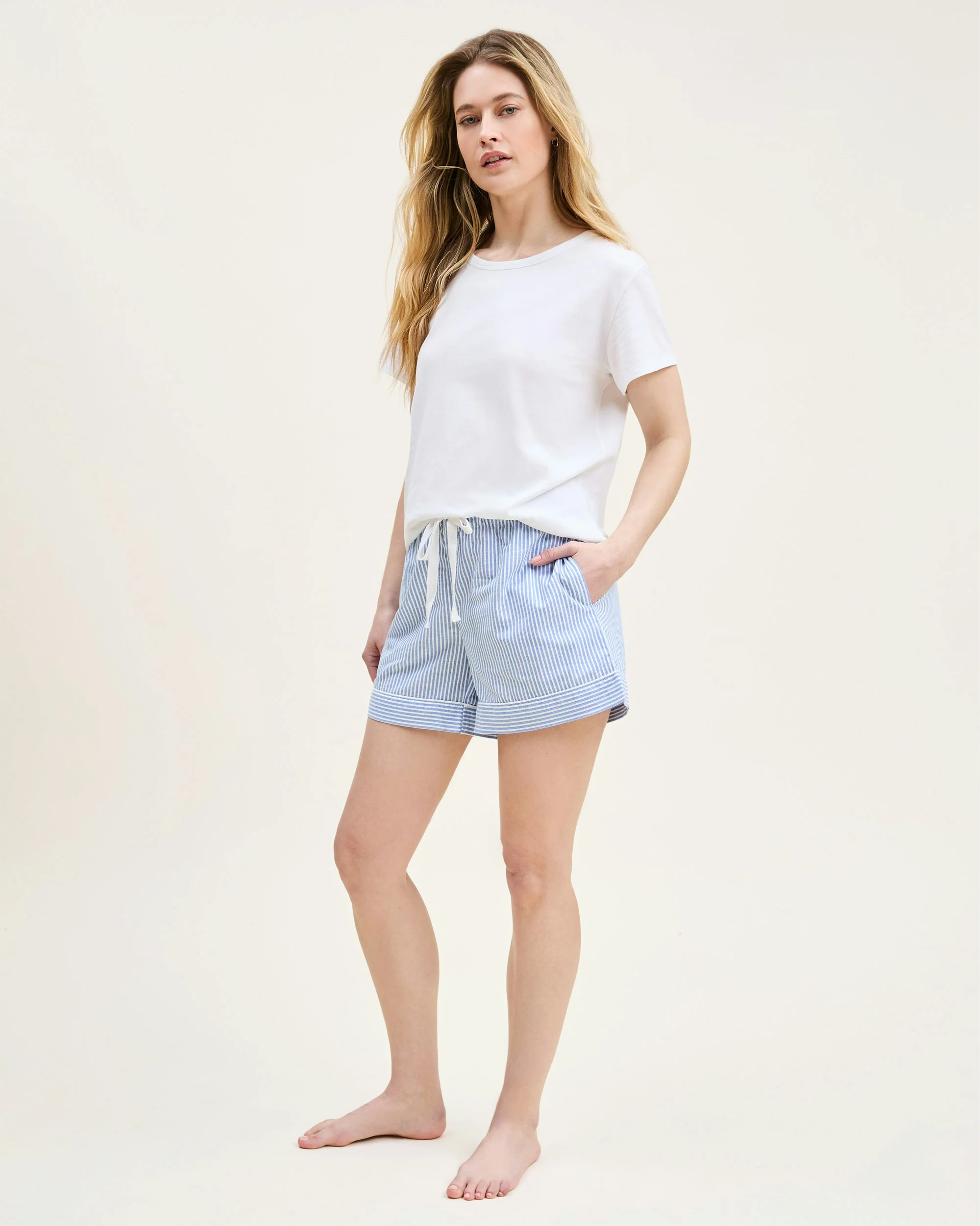 Women's Pima Essential Crew Neck Tee in White - Image 5