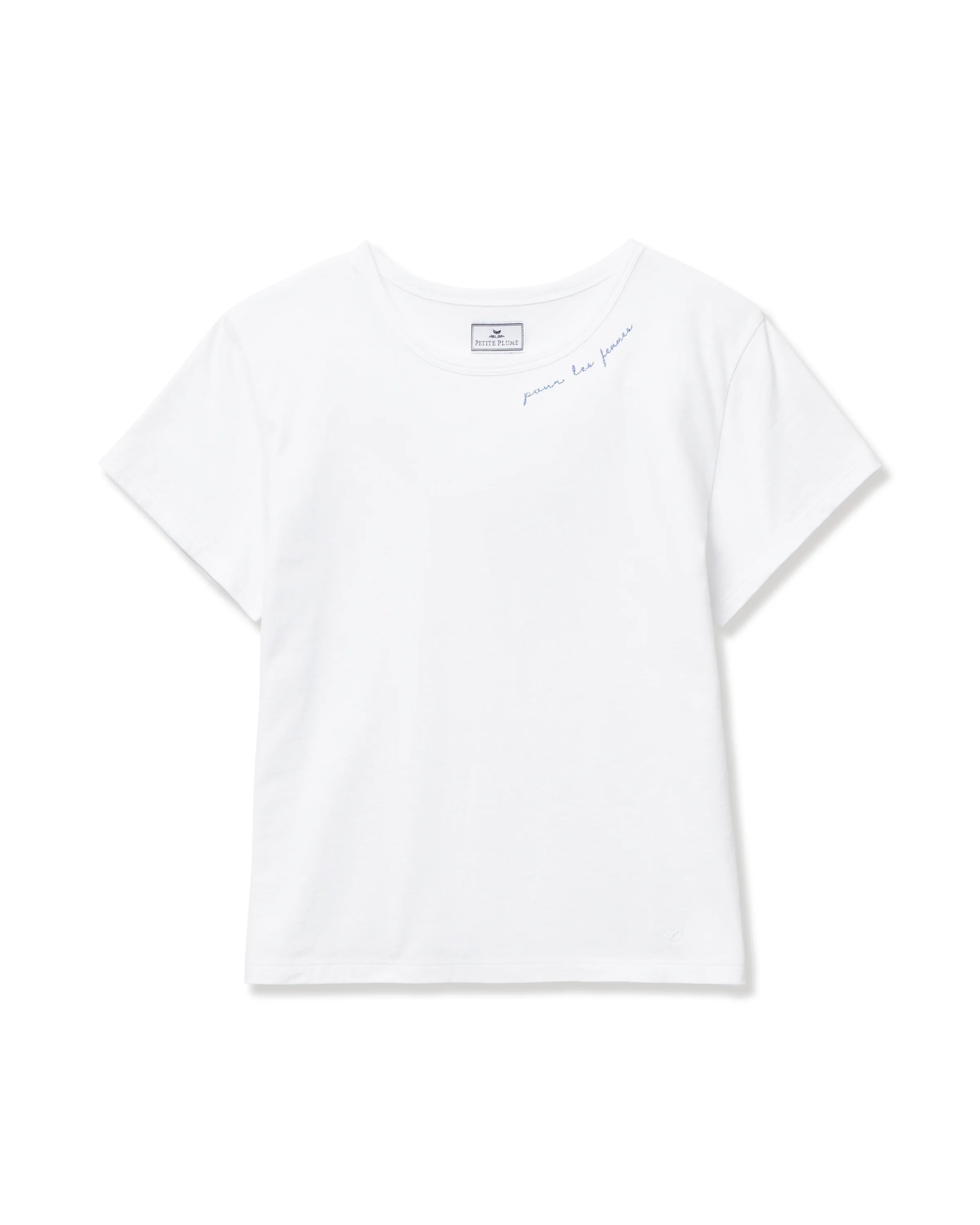 Women's Pima Essential Crew Neck Tee With "Pour Les Femmes" Embroidery - Image 3