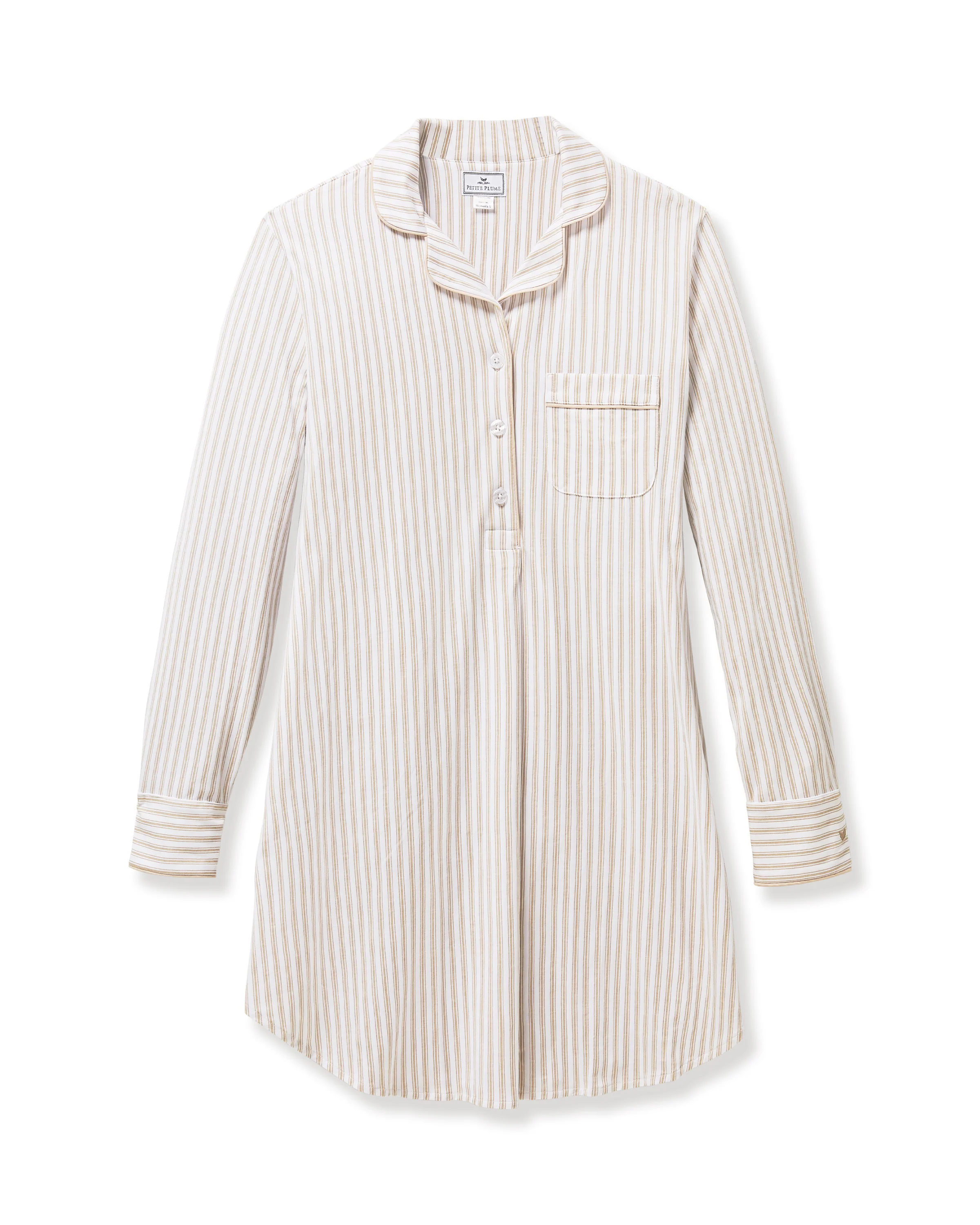 Women's Pima Maternity Nightshirt in Camel Ticking - Image 6