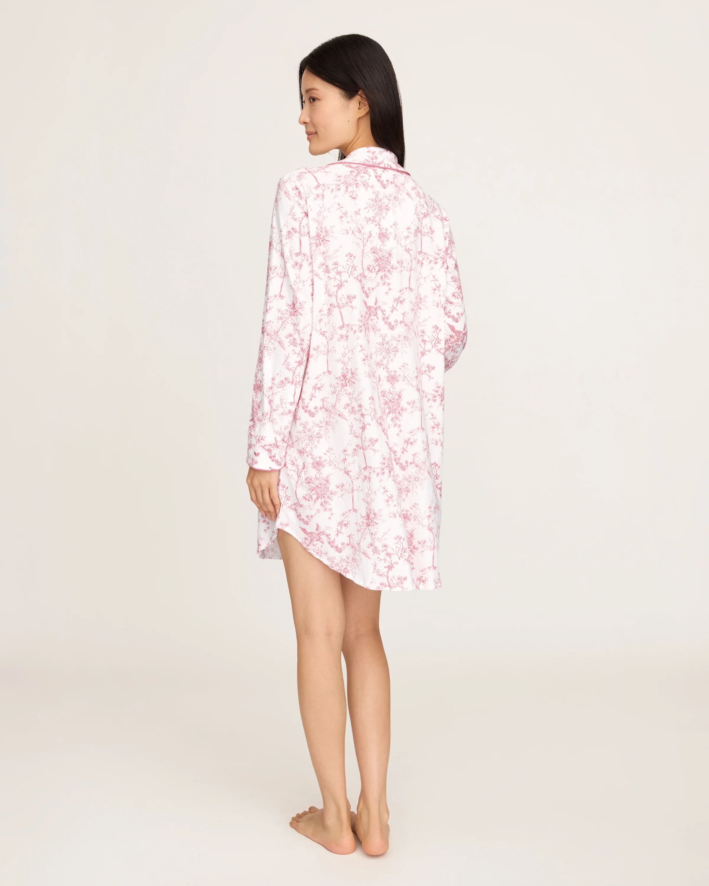 Women's Pima Maternity Nightshirt in Pink Timeless Toile - Image 3