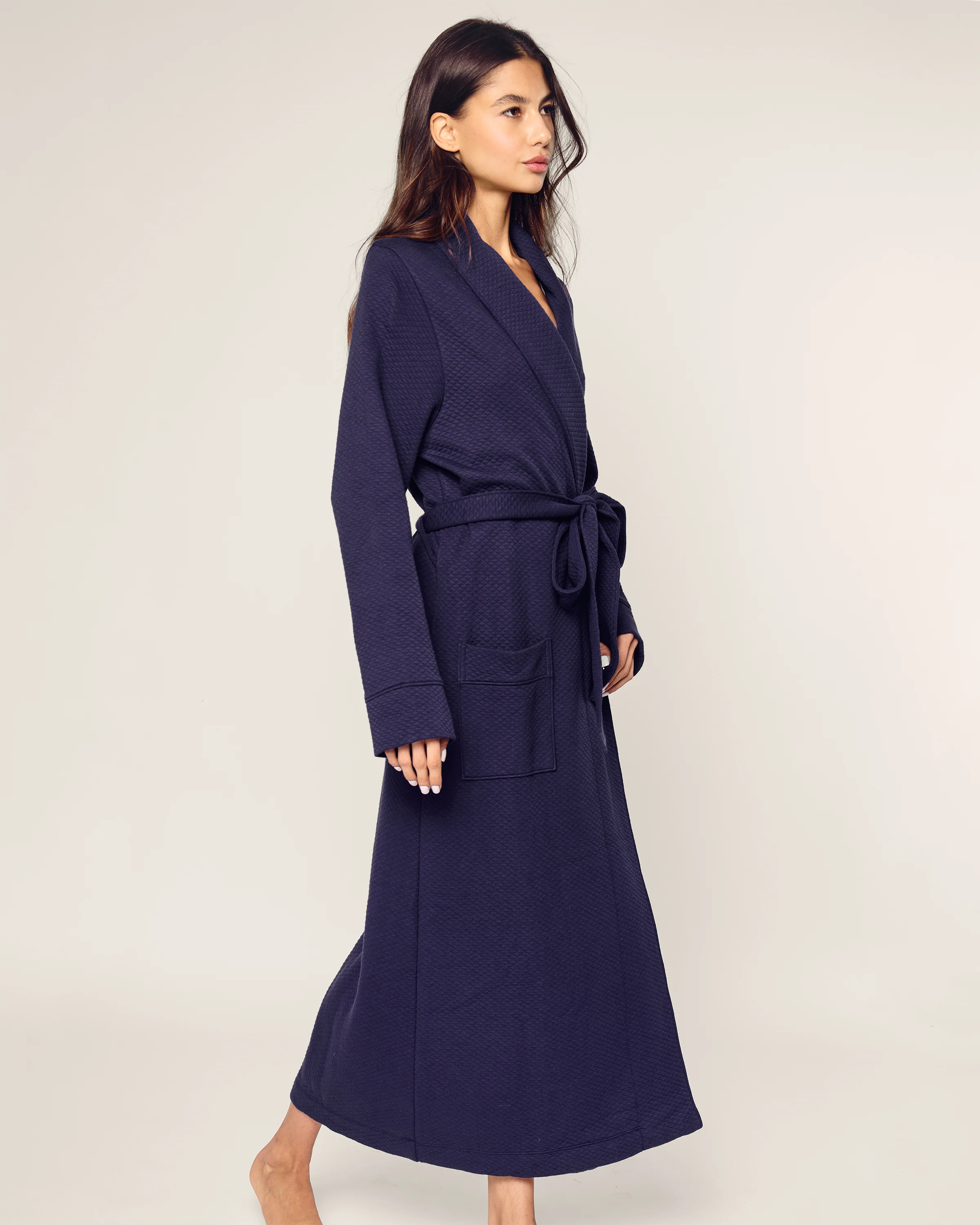 Women's Pima Ophelia Robe in Blue Dusk Jacquard - Image 3