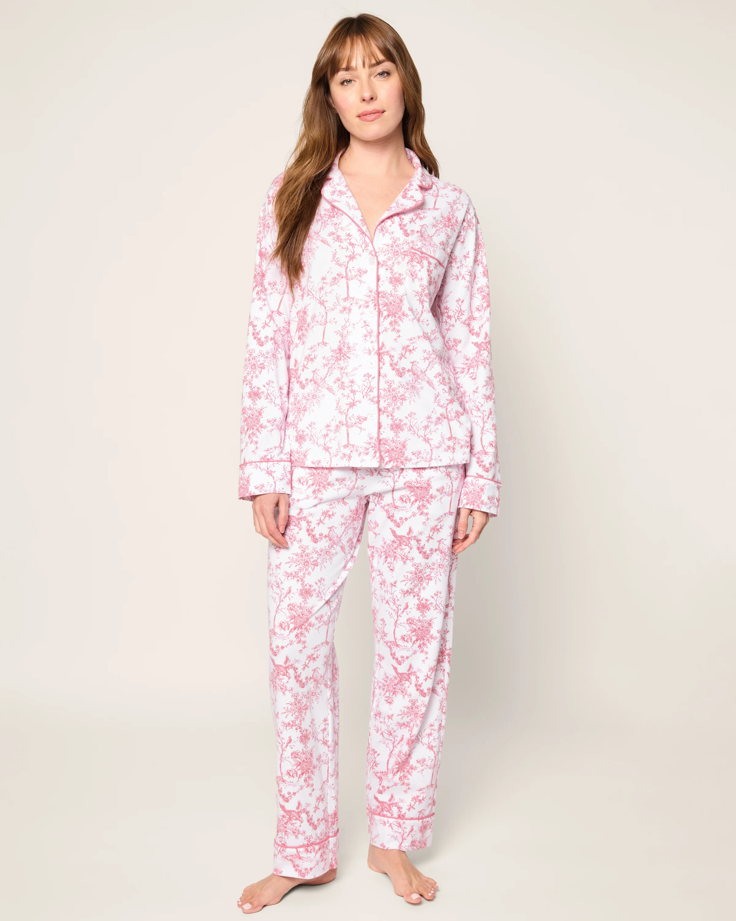 Women's Pima Pajama Set in Pink Timeless Toile