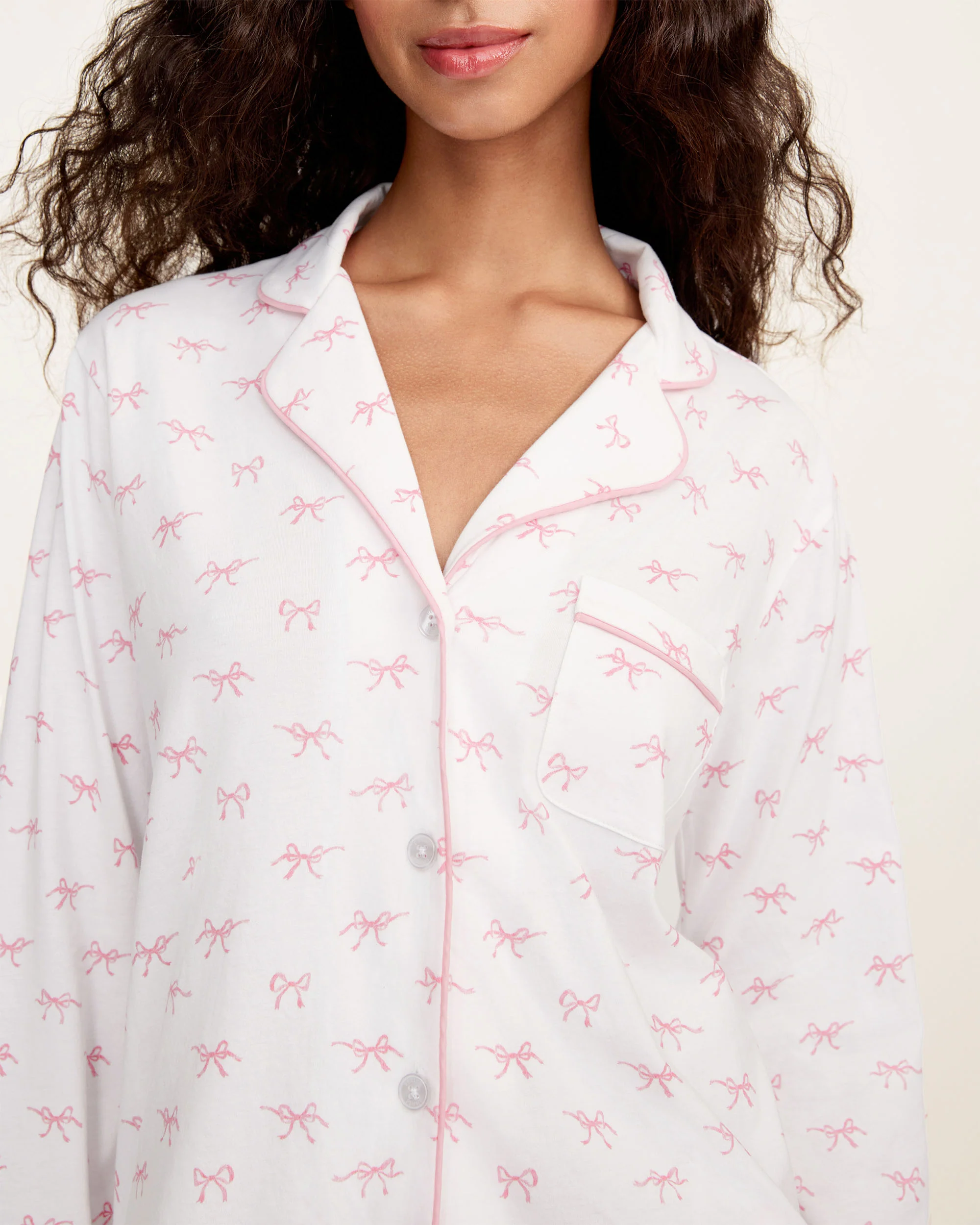Women's Pima Pajama Set in Blushing Bows - Image 2