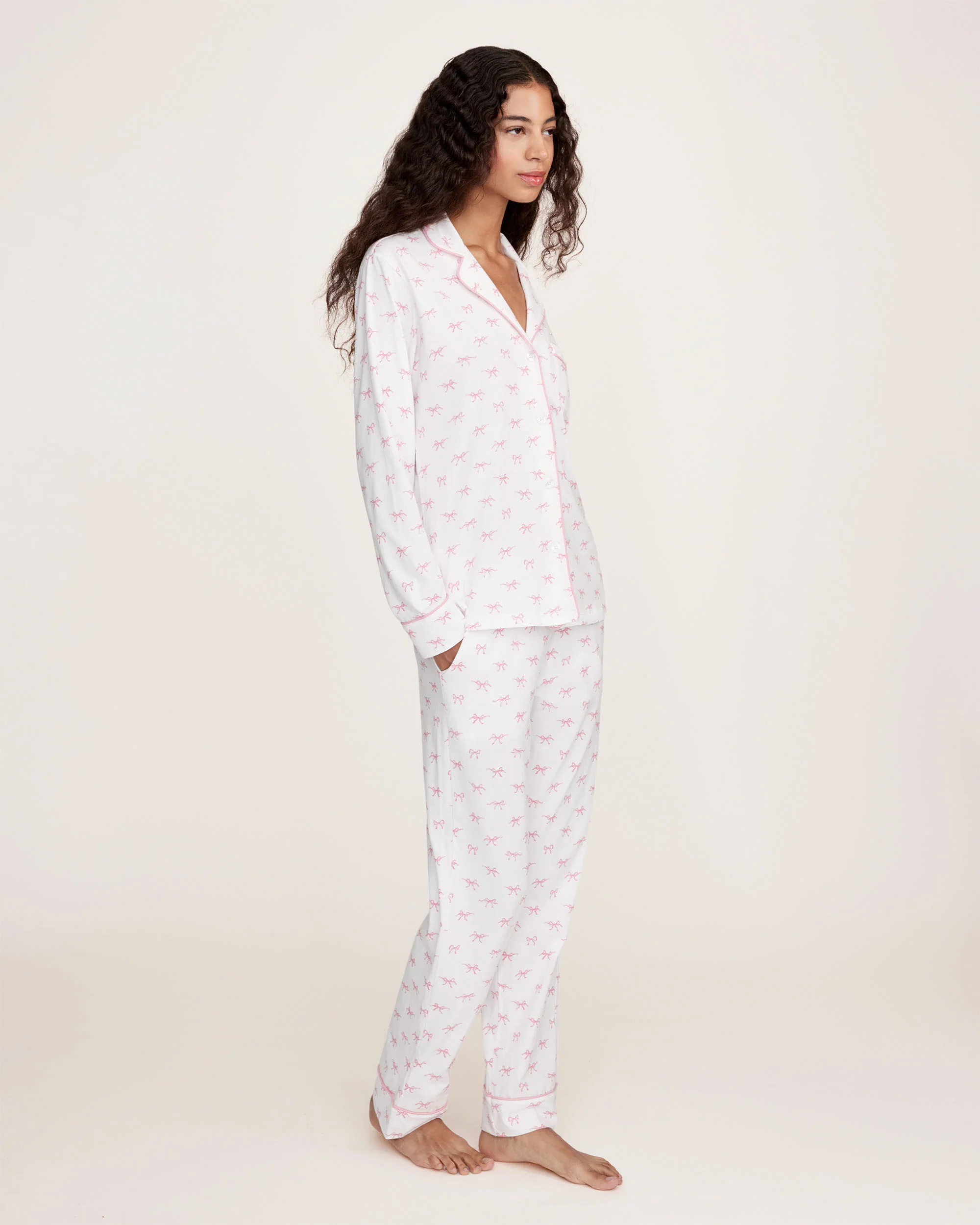 Women's Pima Pajama Set in Blushing Bows - Image 3