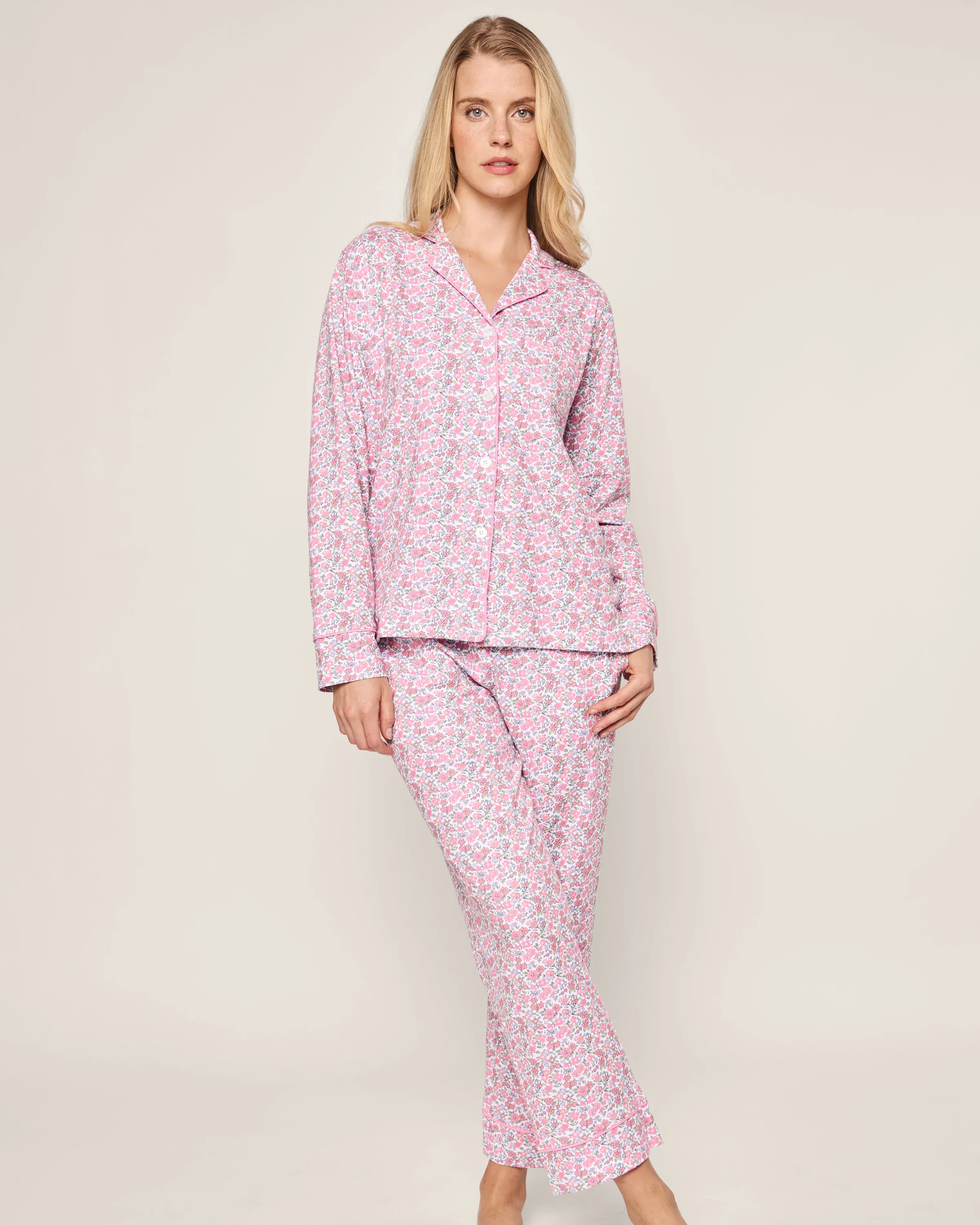 Women's Pima Pajama Set in Fleurs de Rose - Image 2