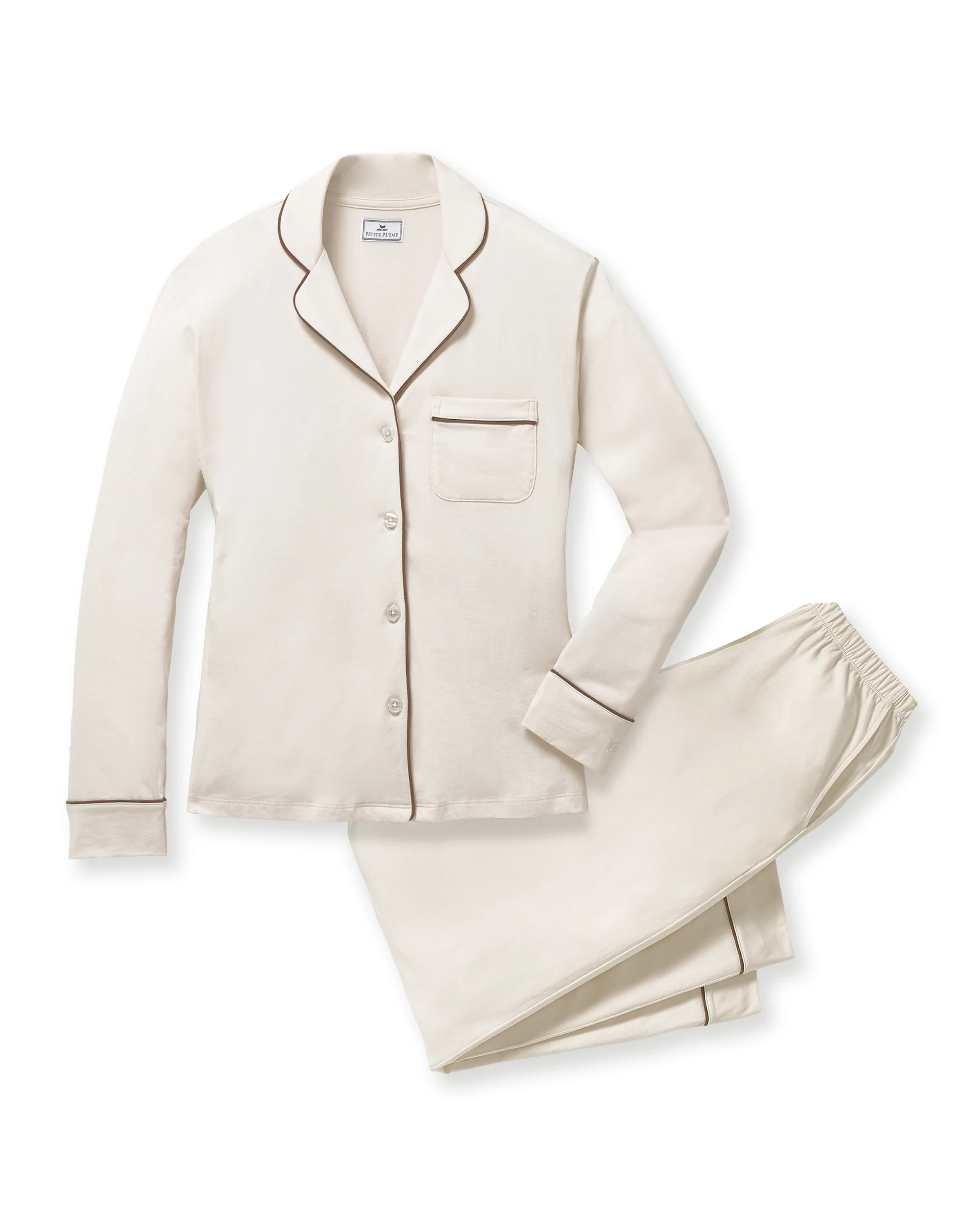 Women's Lightweight Pima Pajama Set in Ivory - Image 6