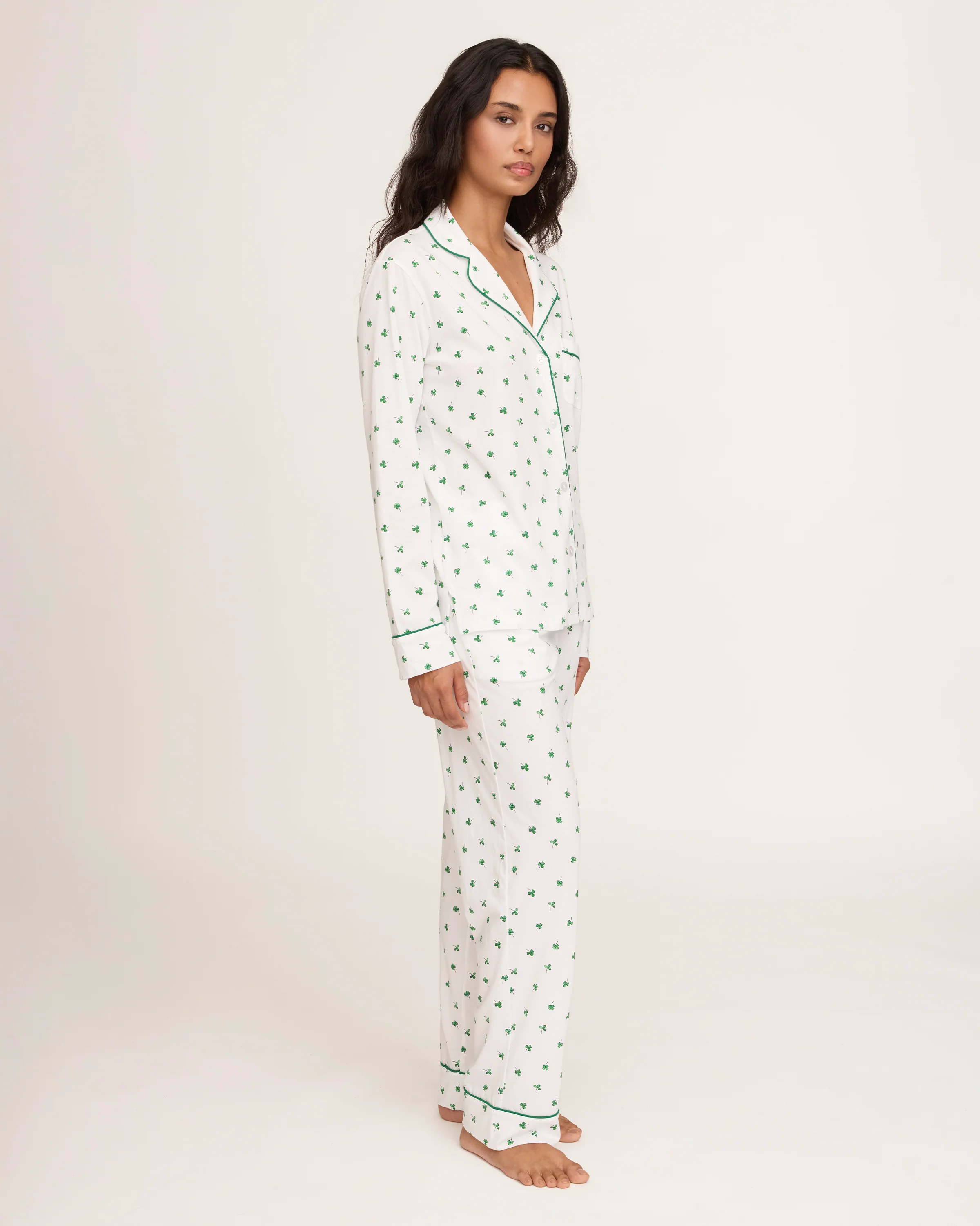 Women's Pima Pajama Set in Shamrocks - Image 3