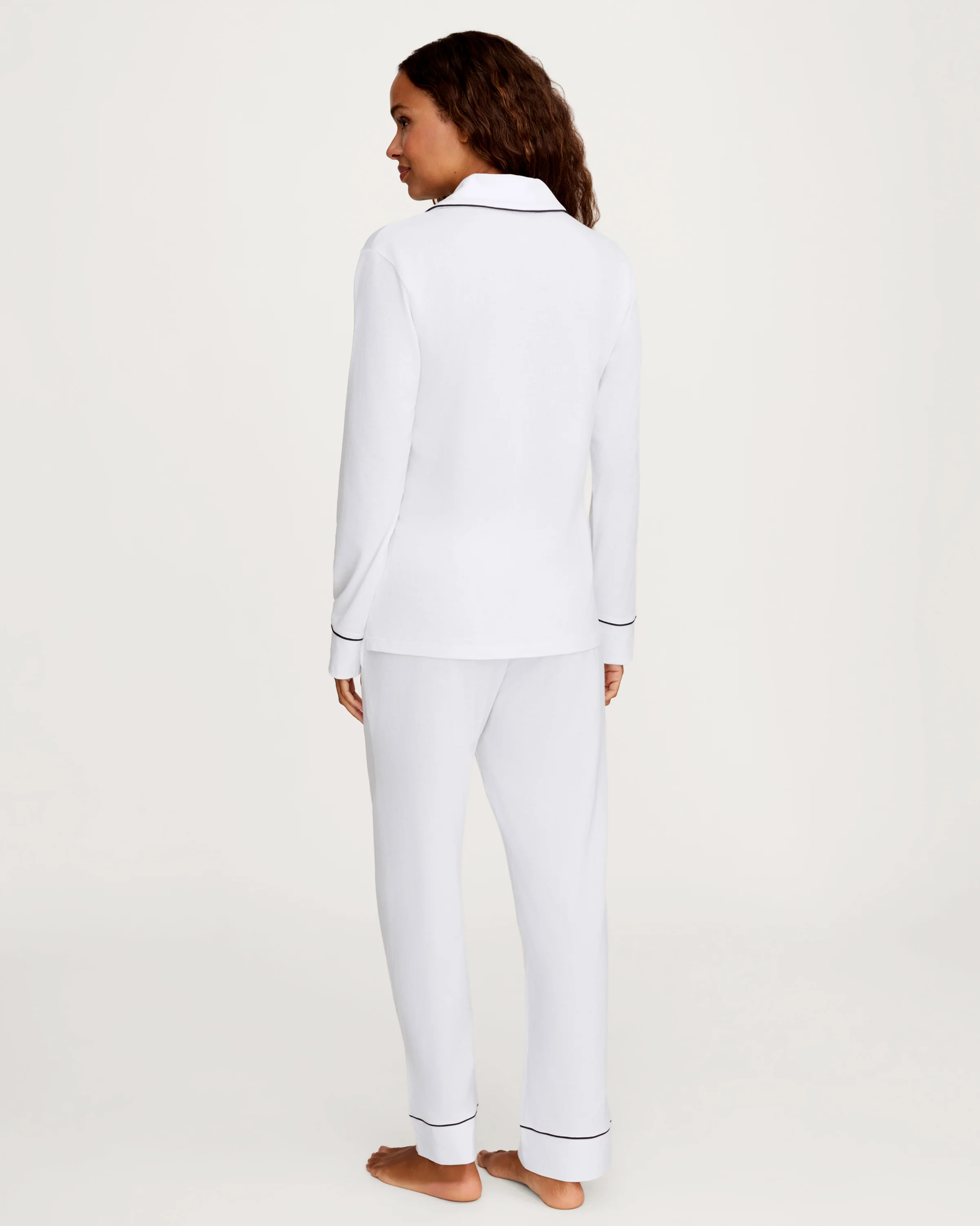 Women's Pima Pajama Set in White with Yacht Club Embroidery - Image 4