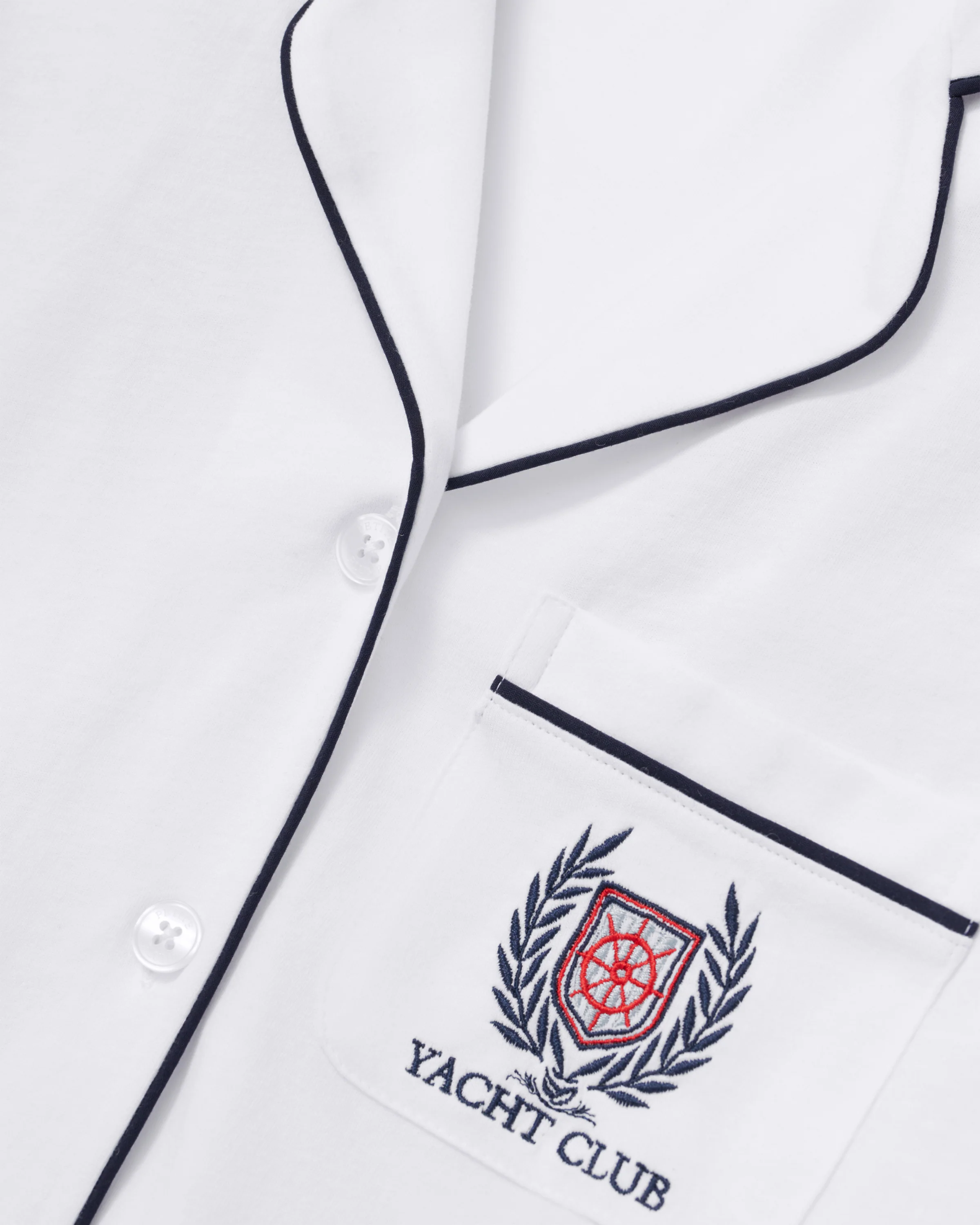 Women's Pima Pajama Set in White with Yacht Club Embroidery - Image 7
