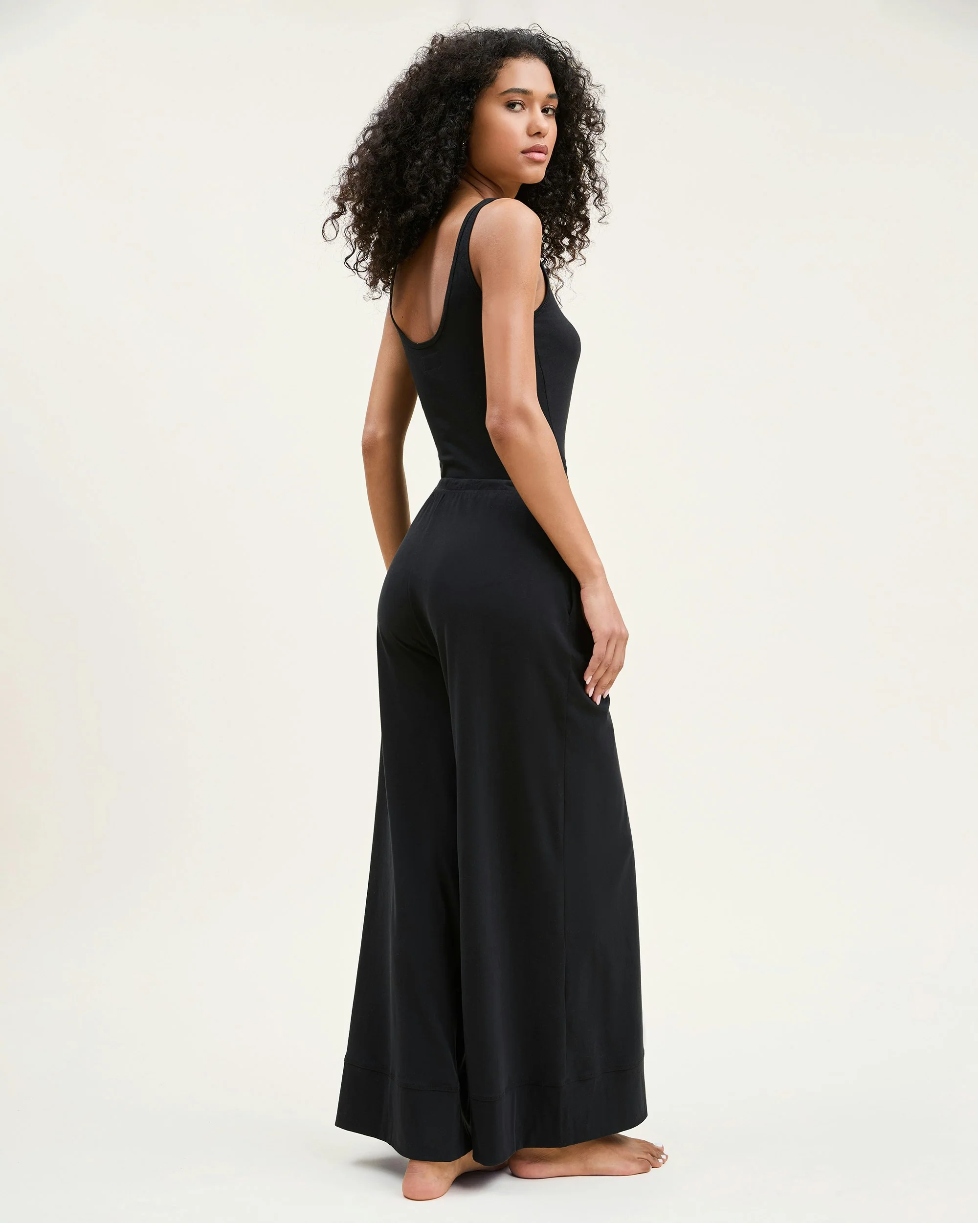 Women's Pima Scoop Tank in Black - Image 3