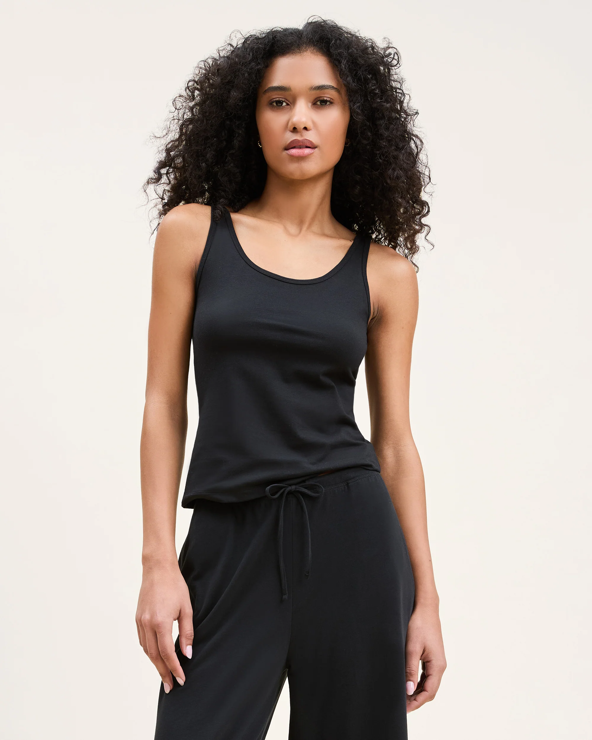 Women's Pima Scoop Tank in Black - Image 5