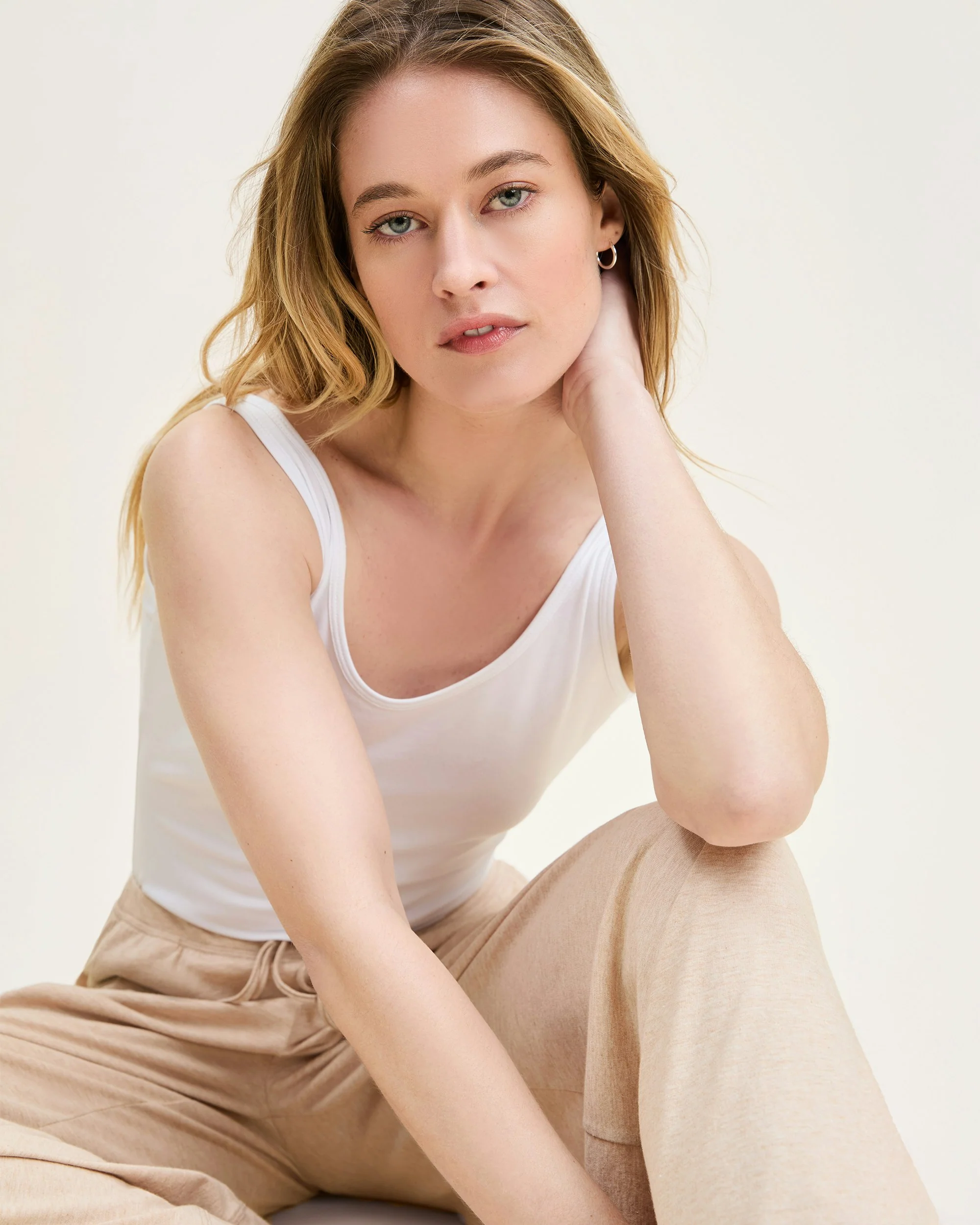 Women's Pima Scoop Tank in White - Image 5