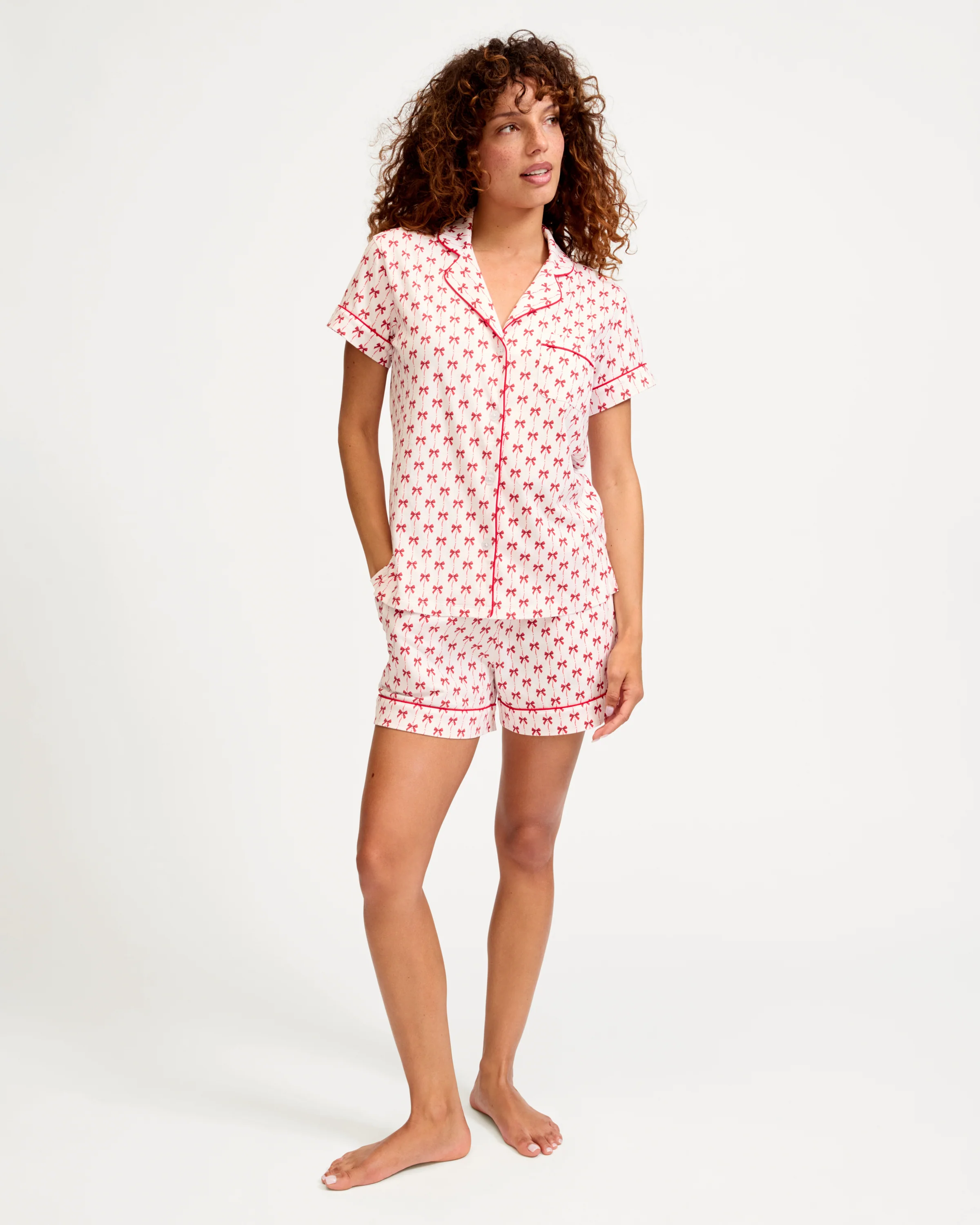 Women's Pima Short Set in Blissful Bows - Image 2
