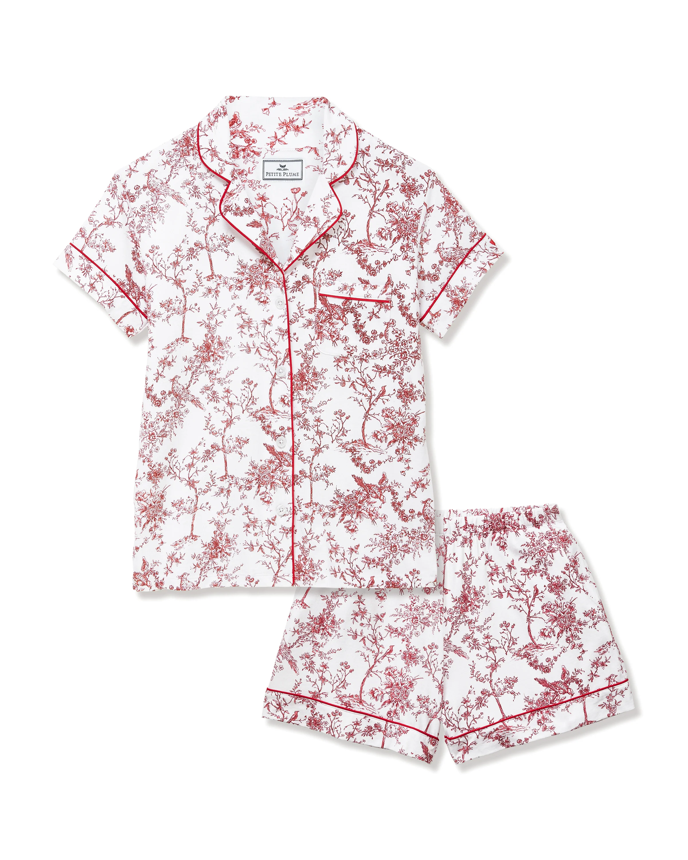 Women's Pima Short Sleeve Short Set in Red Timeless Toile - Image 6