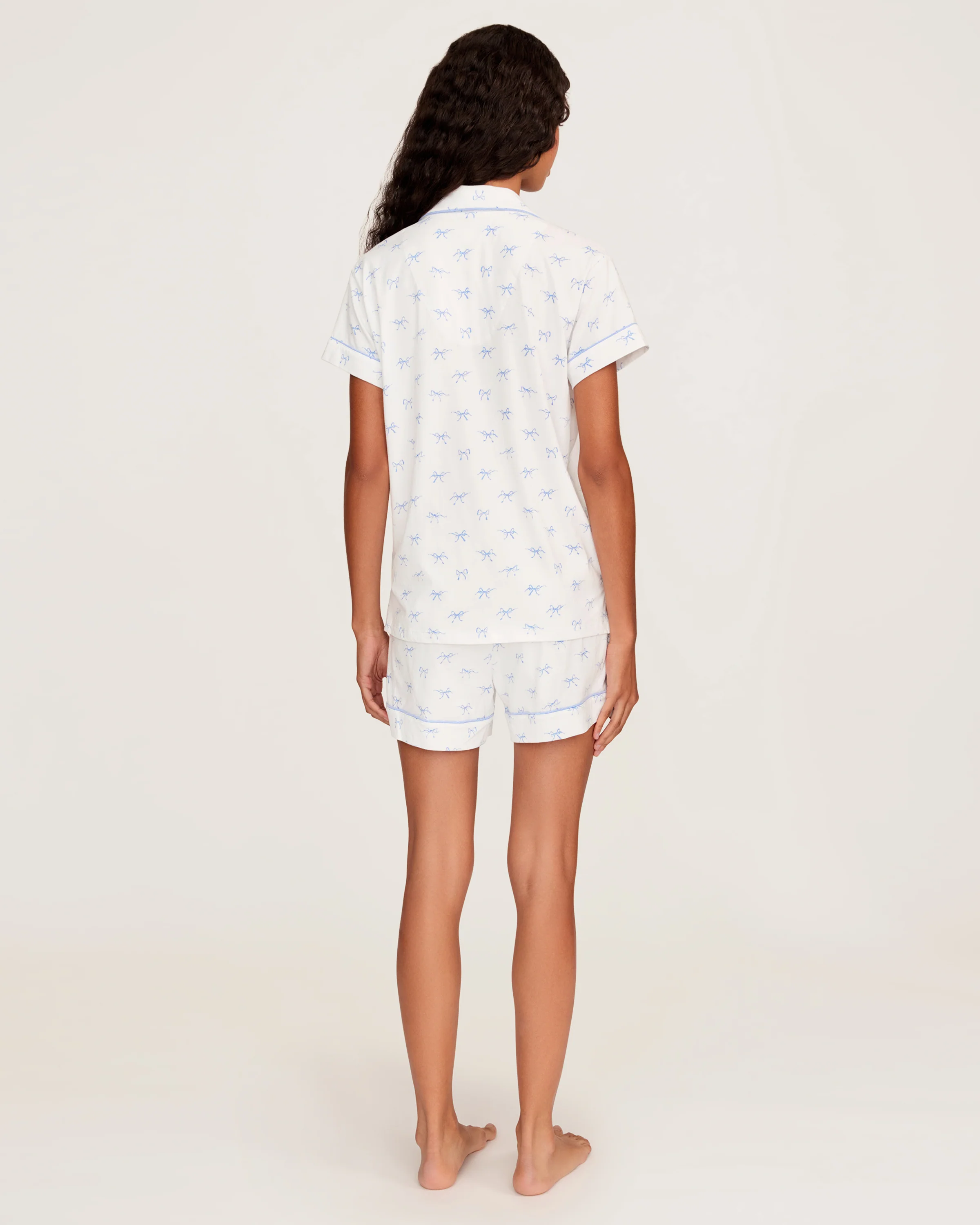 Women's Pima Short Sleeve Short Set in Something Blue Bows - Image 6