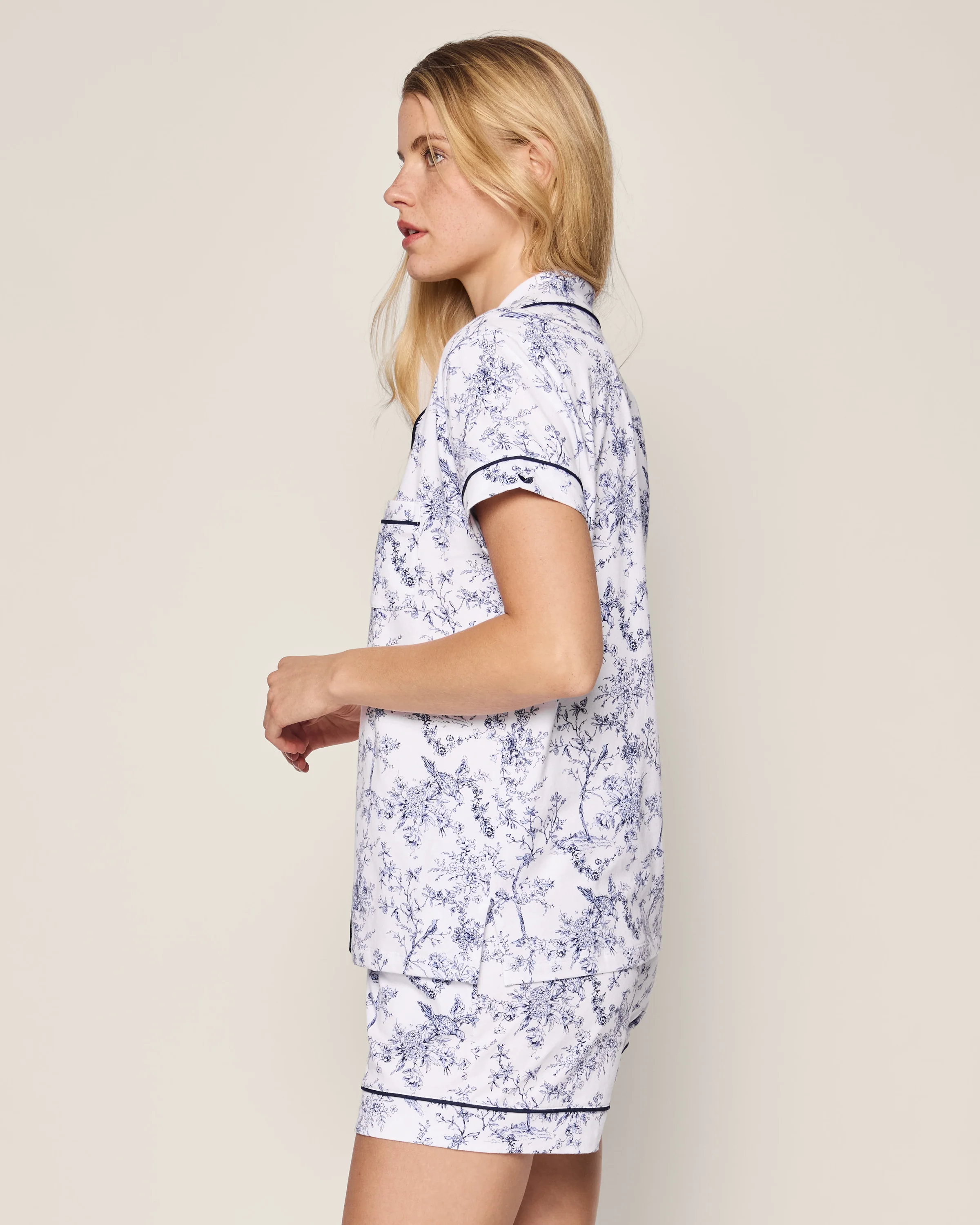 Women's Pima Short Sleeve Short Set in Timeless Toile - Image 2
