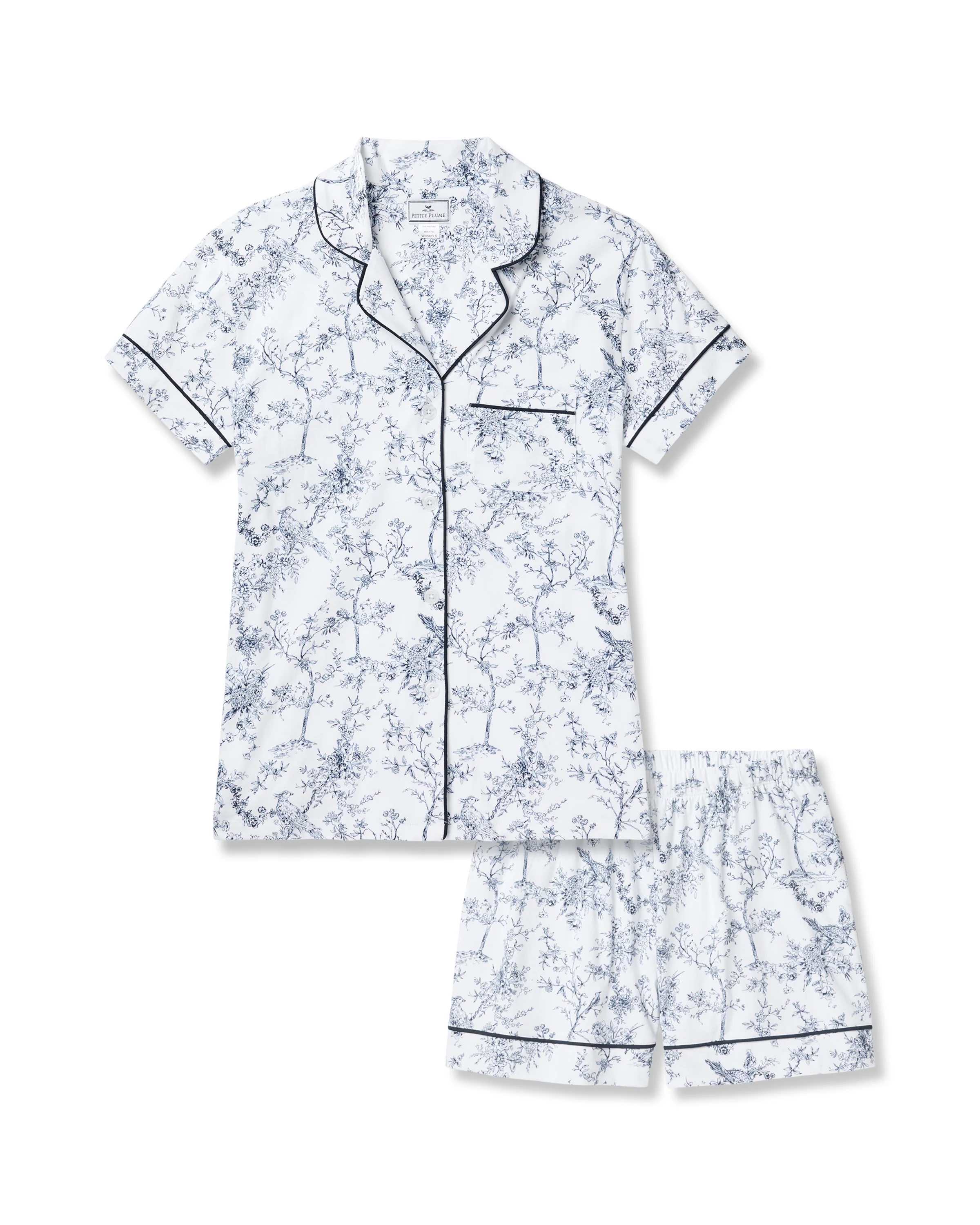 Women's Pima Short Sleeve Short Set in Timeless Toile - Image 6