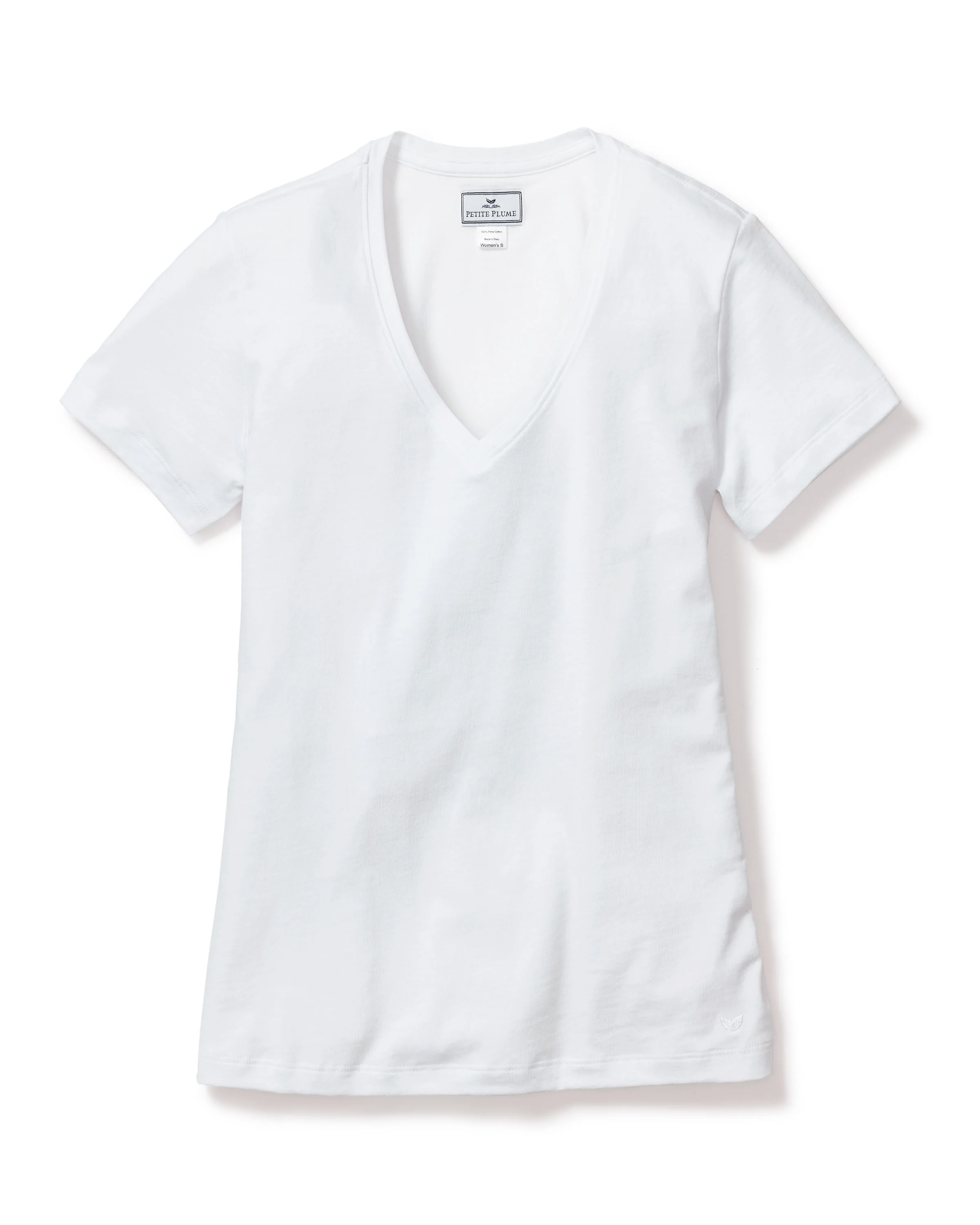 Women's Pima V-Neck Short Sleeve Top in White