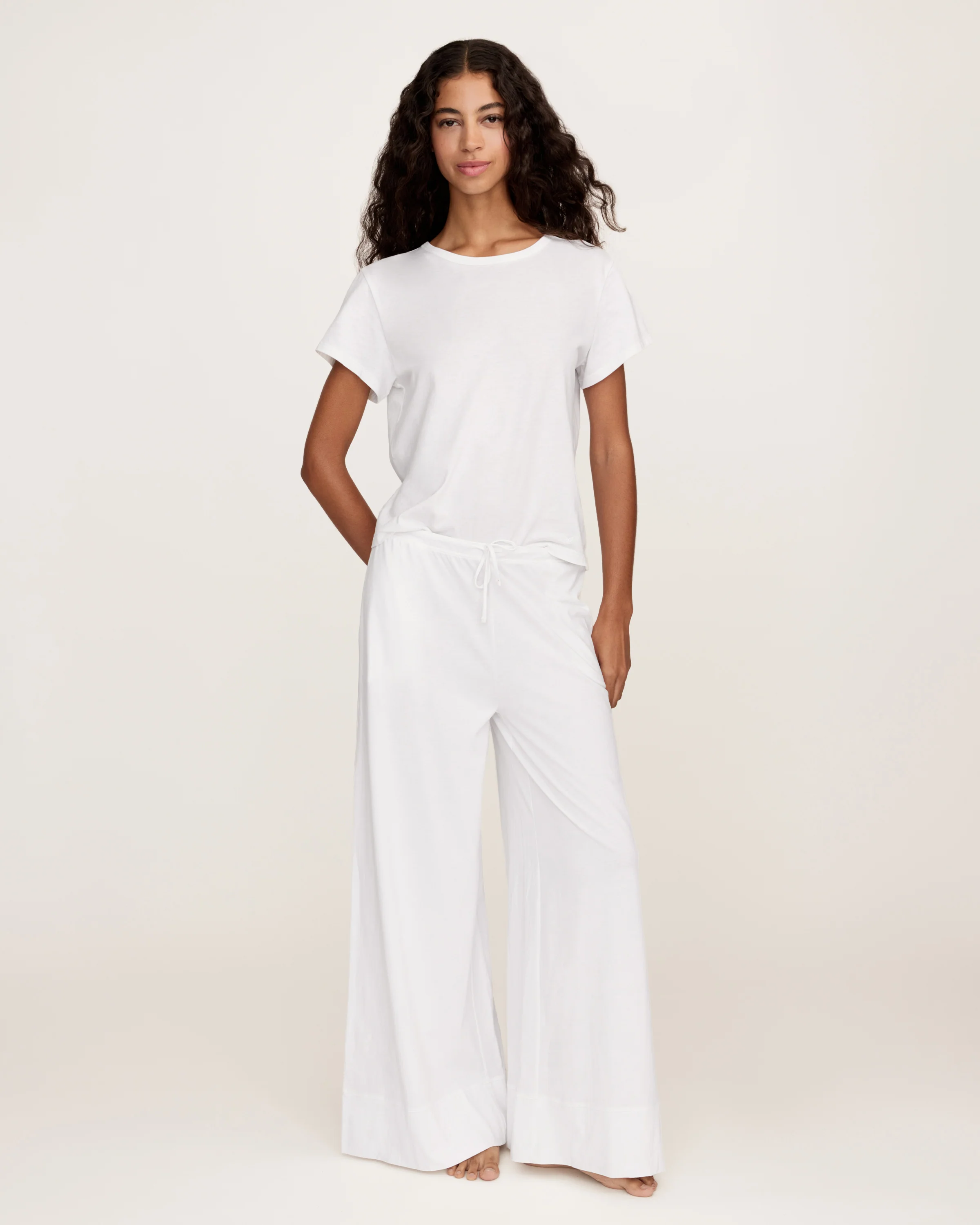 Women's Pima Wide-Leg Lounge Pant in White
