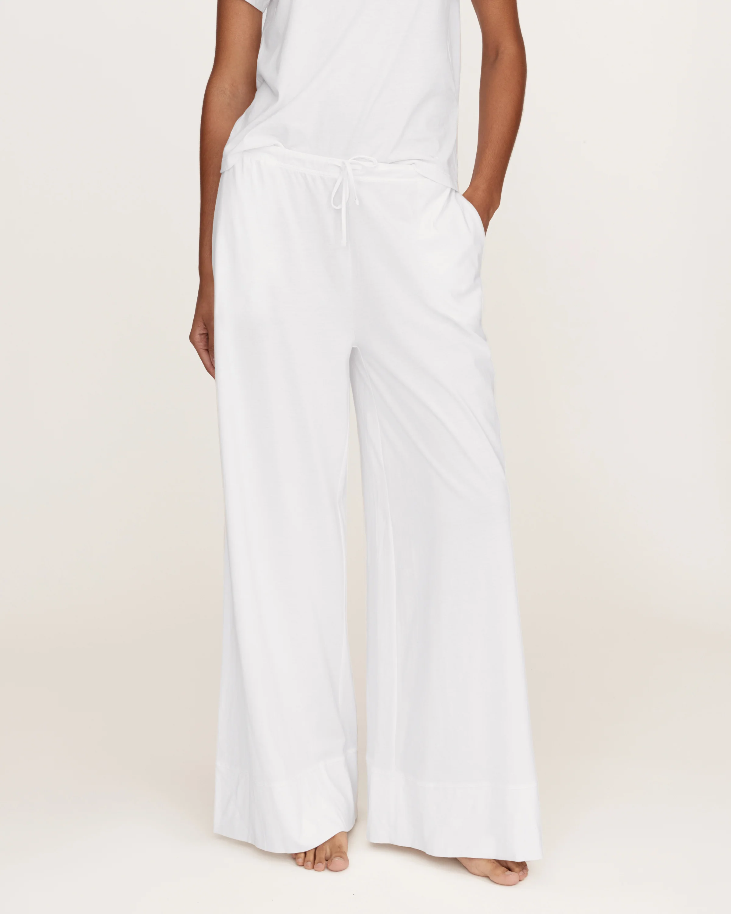 Women's Pima Wide-Leg Lounge Pant in White - Image 2