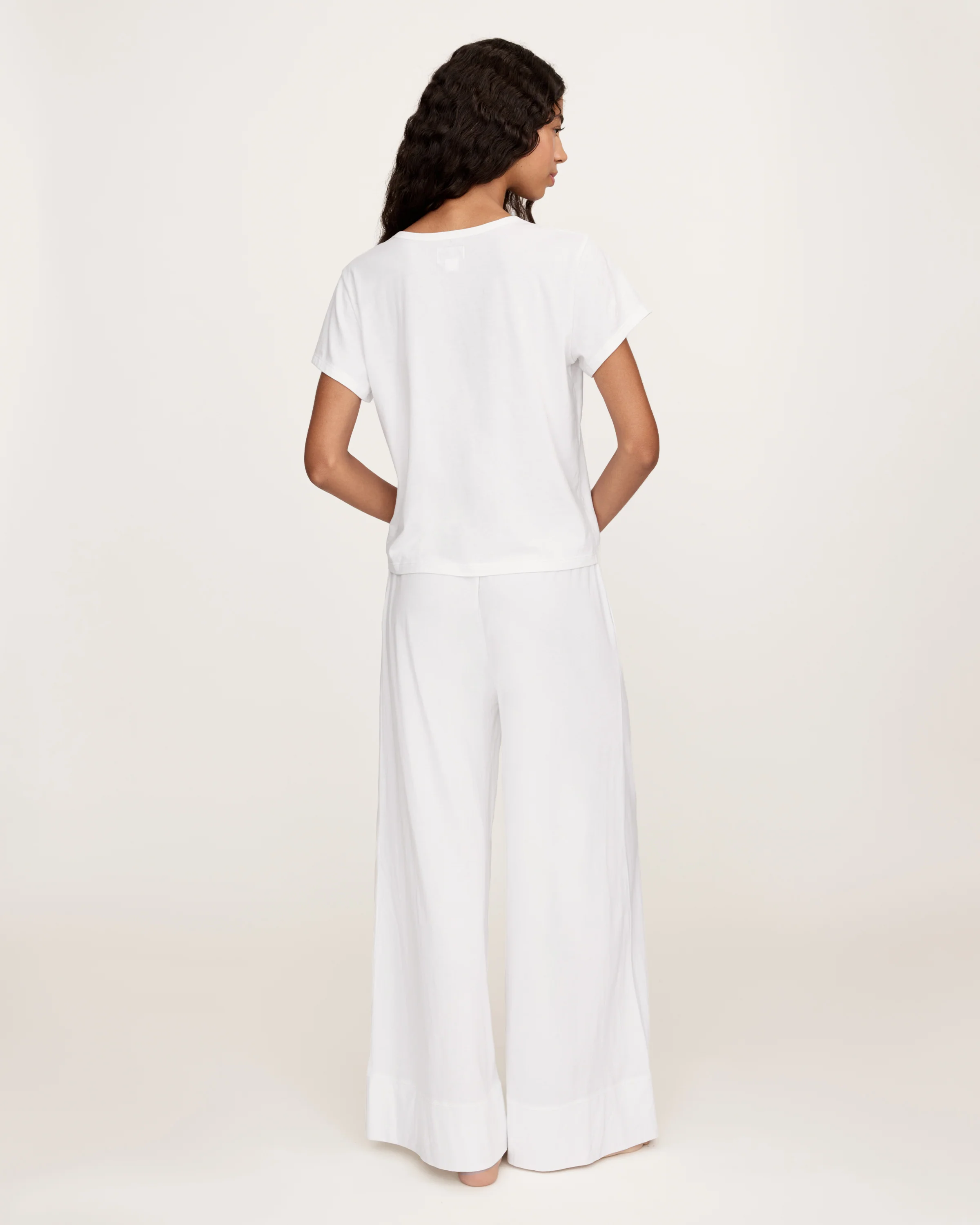 Women's Pima Wide-Leg Lounge Pant in White - Image 4