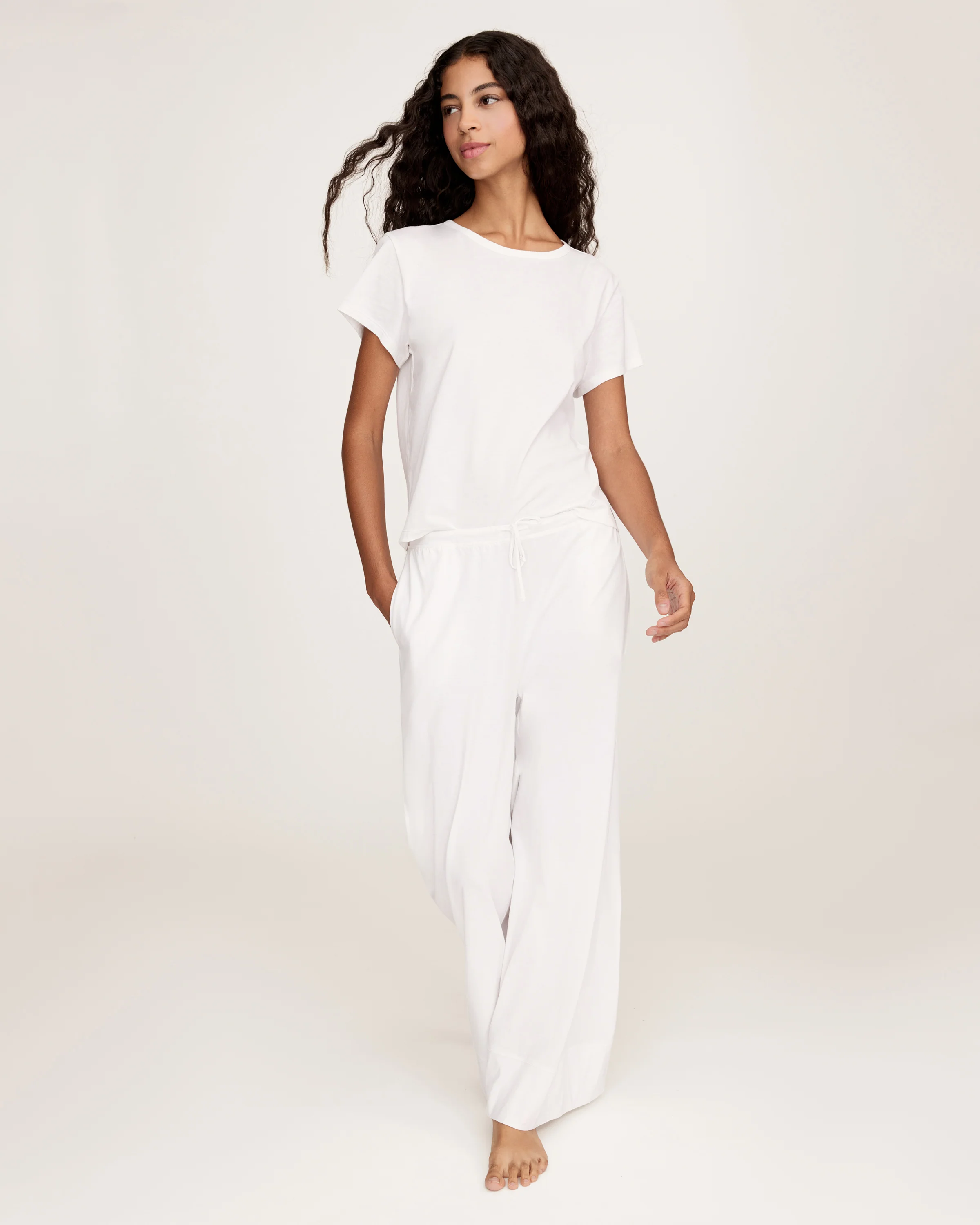 Women's Pima Wide-Leg Lounge Pant in White - Image 5