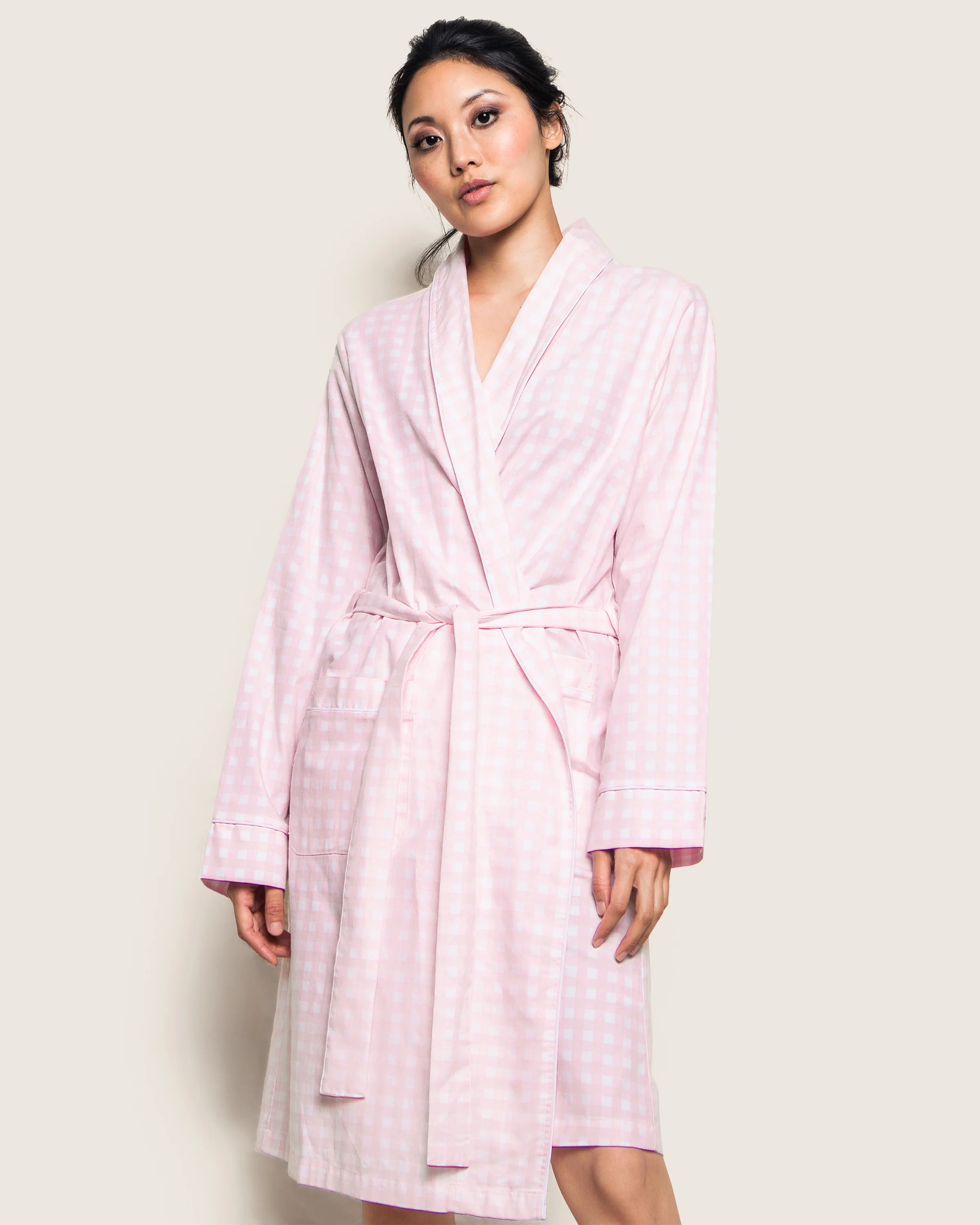 Women's Twill Robe in Pink Gingham - Image 3