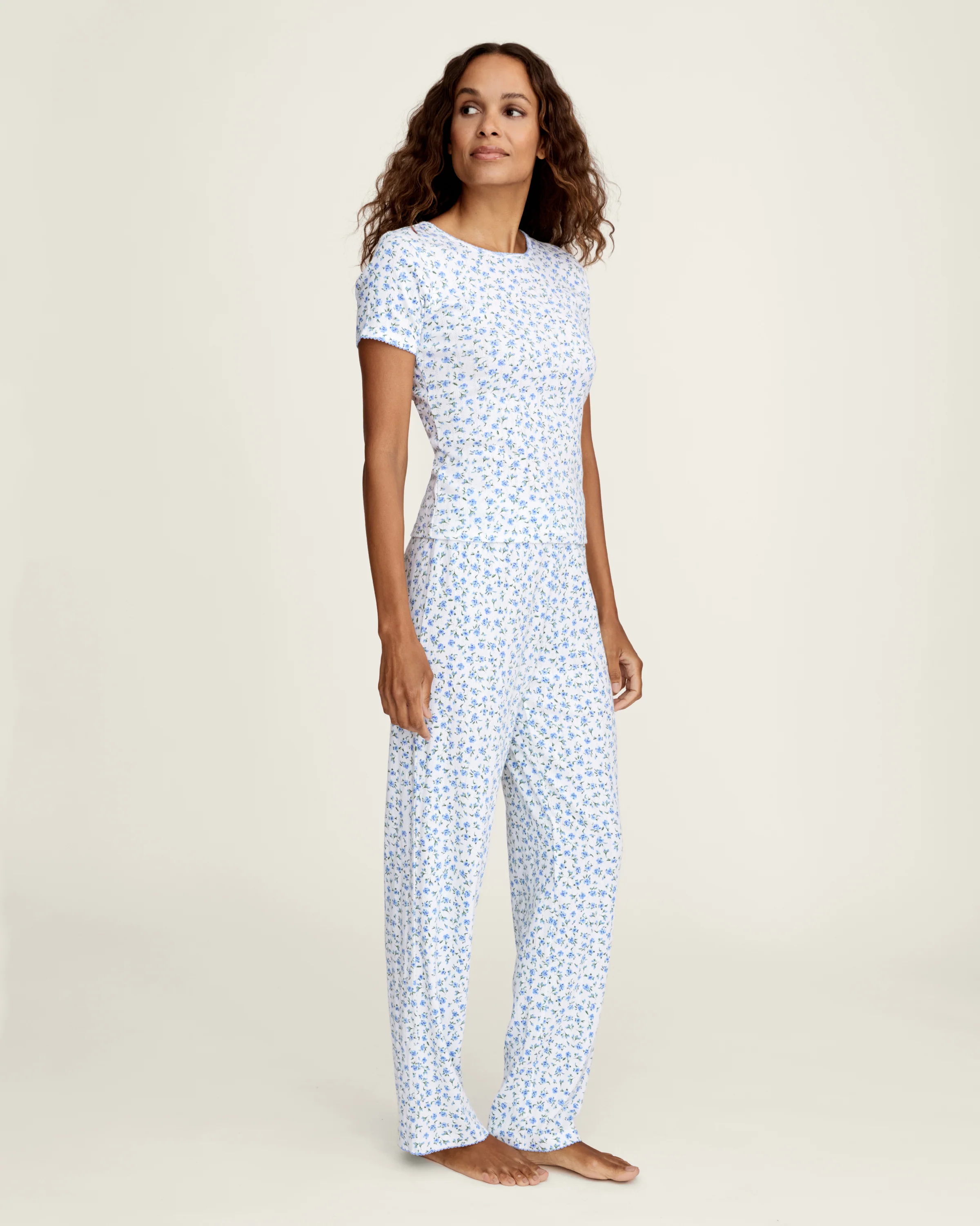 Women's Pointelle Pant in Blue Floral - Image 4