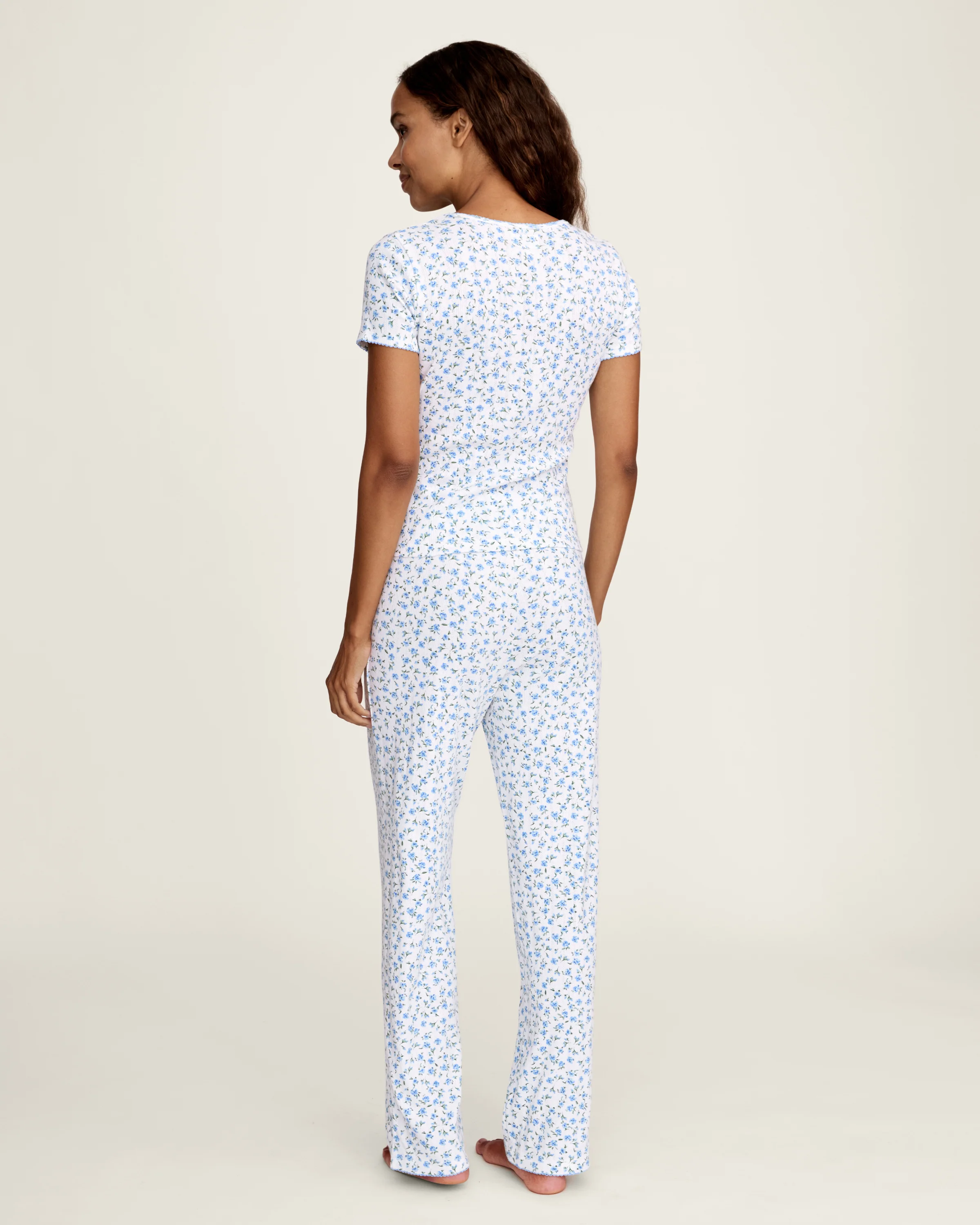 Women's Pointelle Pant in Blue Floral - Image 5